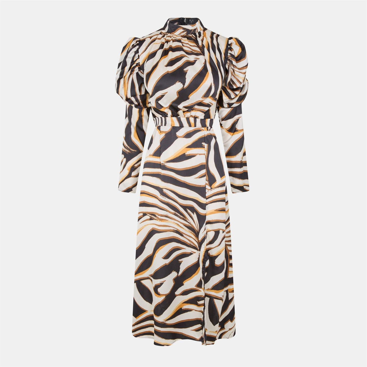 AX Paris Print High Neck Long Puff Sleeve Midi Dress