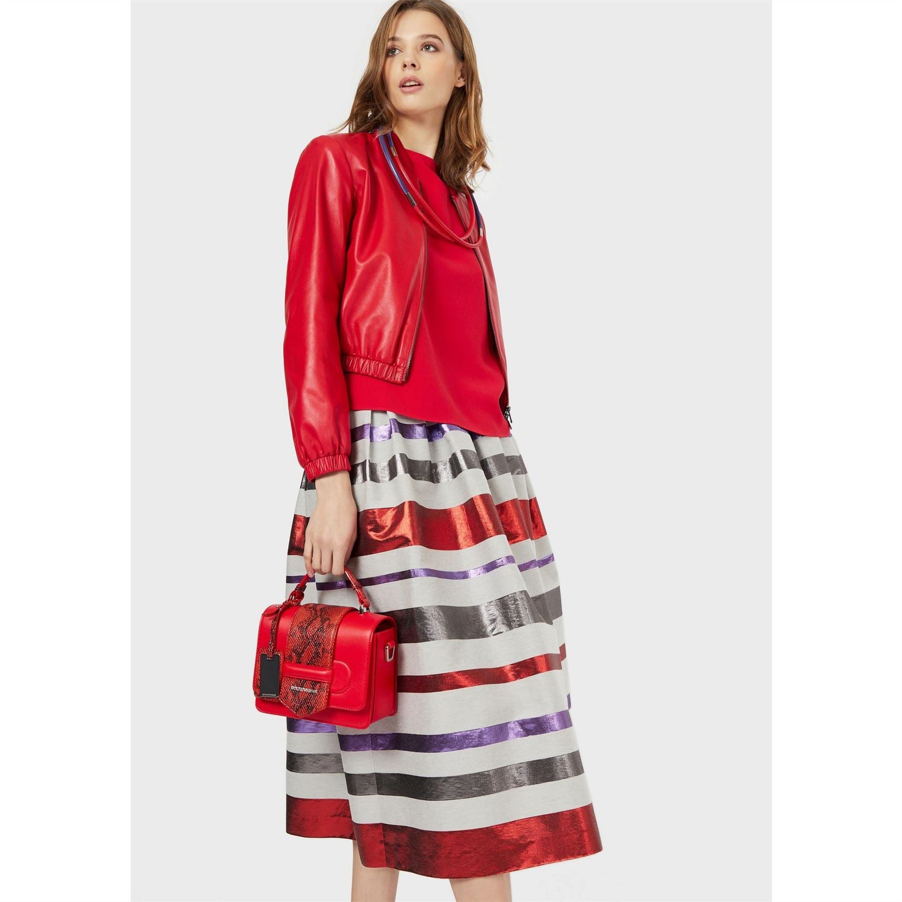 Emporio Armani Relaxed Fit Long Sleeve Boat Neck Blouse
