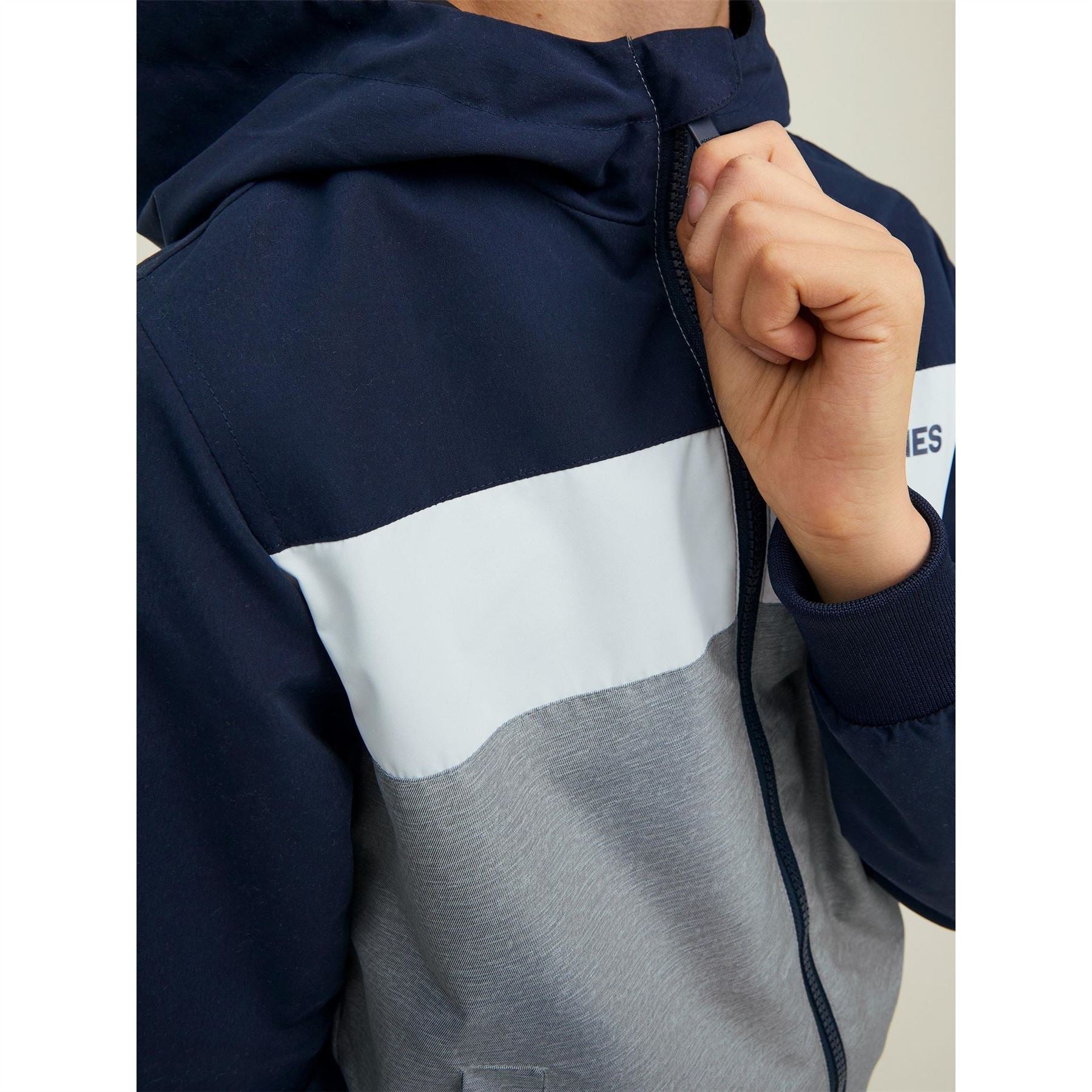 Jack and Jones Erush Block Colour Hooded Bomber Jacket Junior