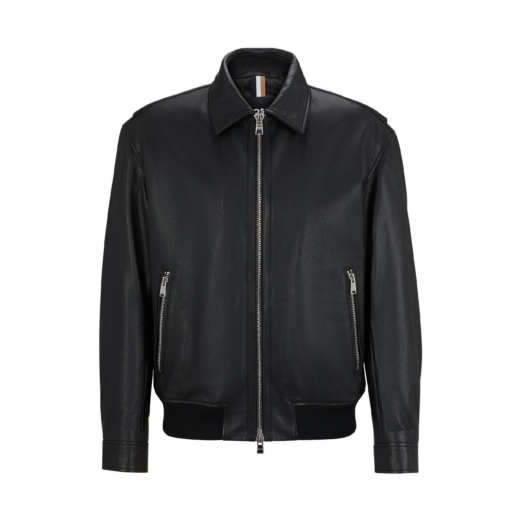 Boss Merwyn Solid Patterned Zipped Pocket Point Collared Jacket