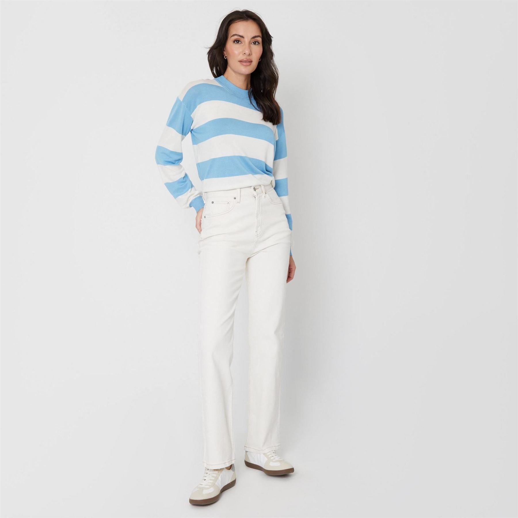 Be You Stripe Crew Neck Relaxed Fit Sweater