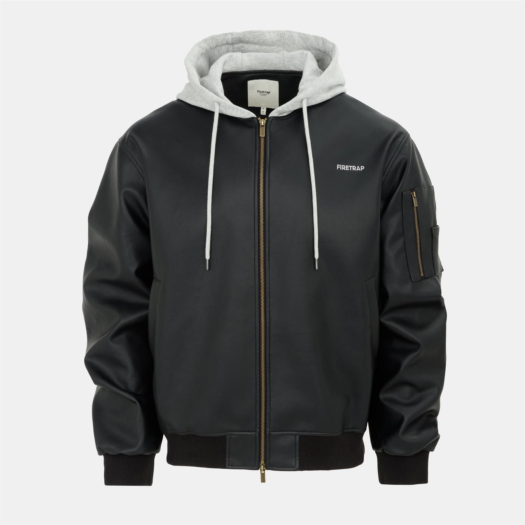 Firetrap Mens Hood Pu Jacket