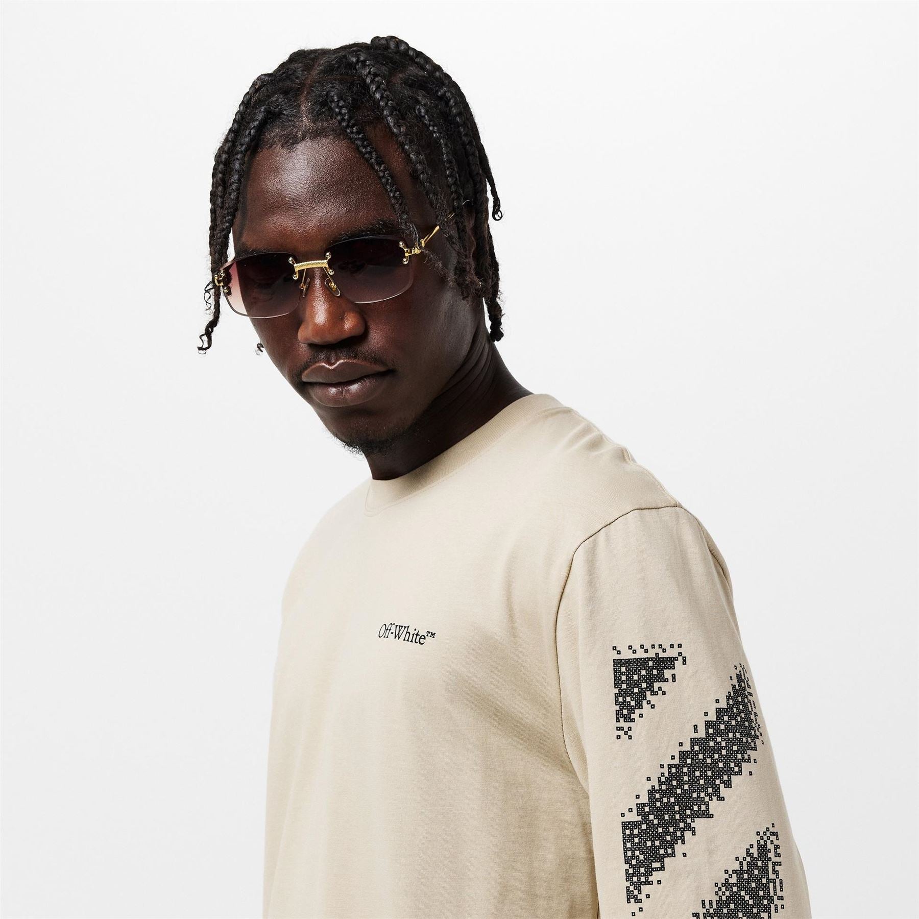 Off White Diag Skate Diagonal Graphic Long Sleeve T-Shirt