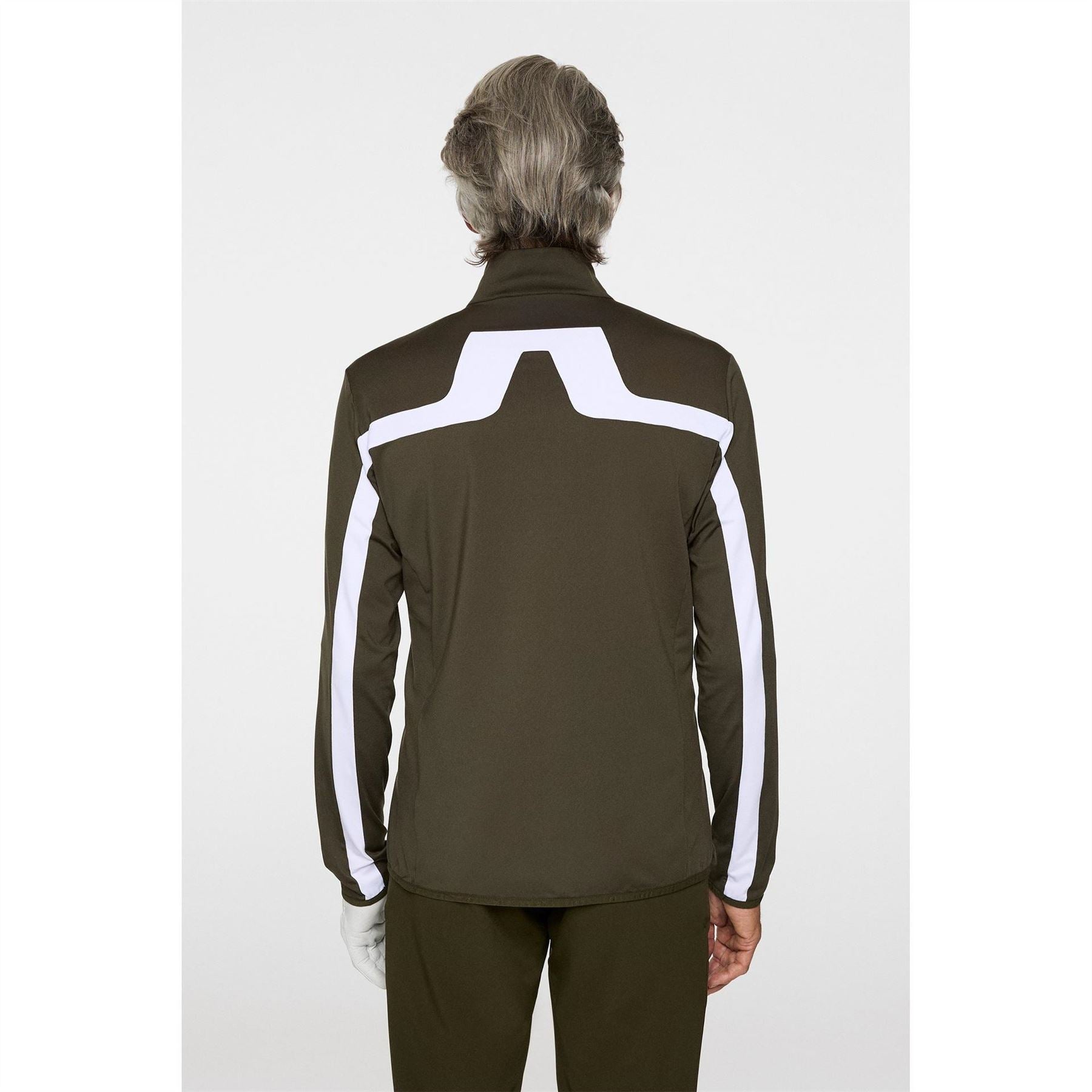 J Lindeberg Golf Jarvis Stripe Patterned Full Zipper Zipped Pocket Fitted Cuff Jacket