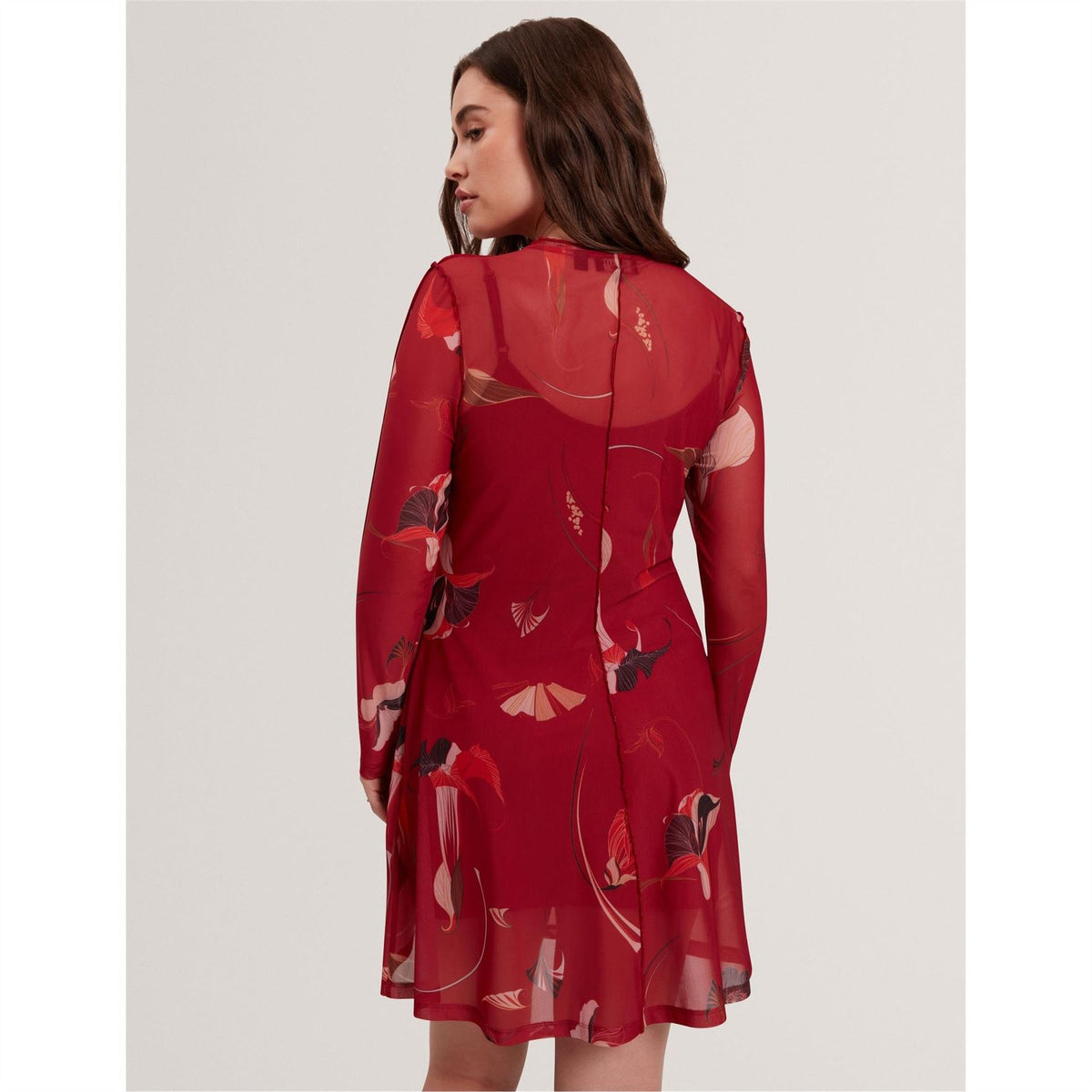 Ted Baker Print Crew Neck Long Sleeve Mini Dress