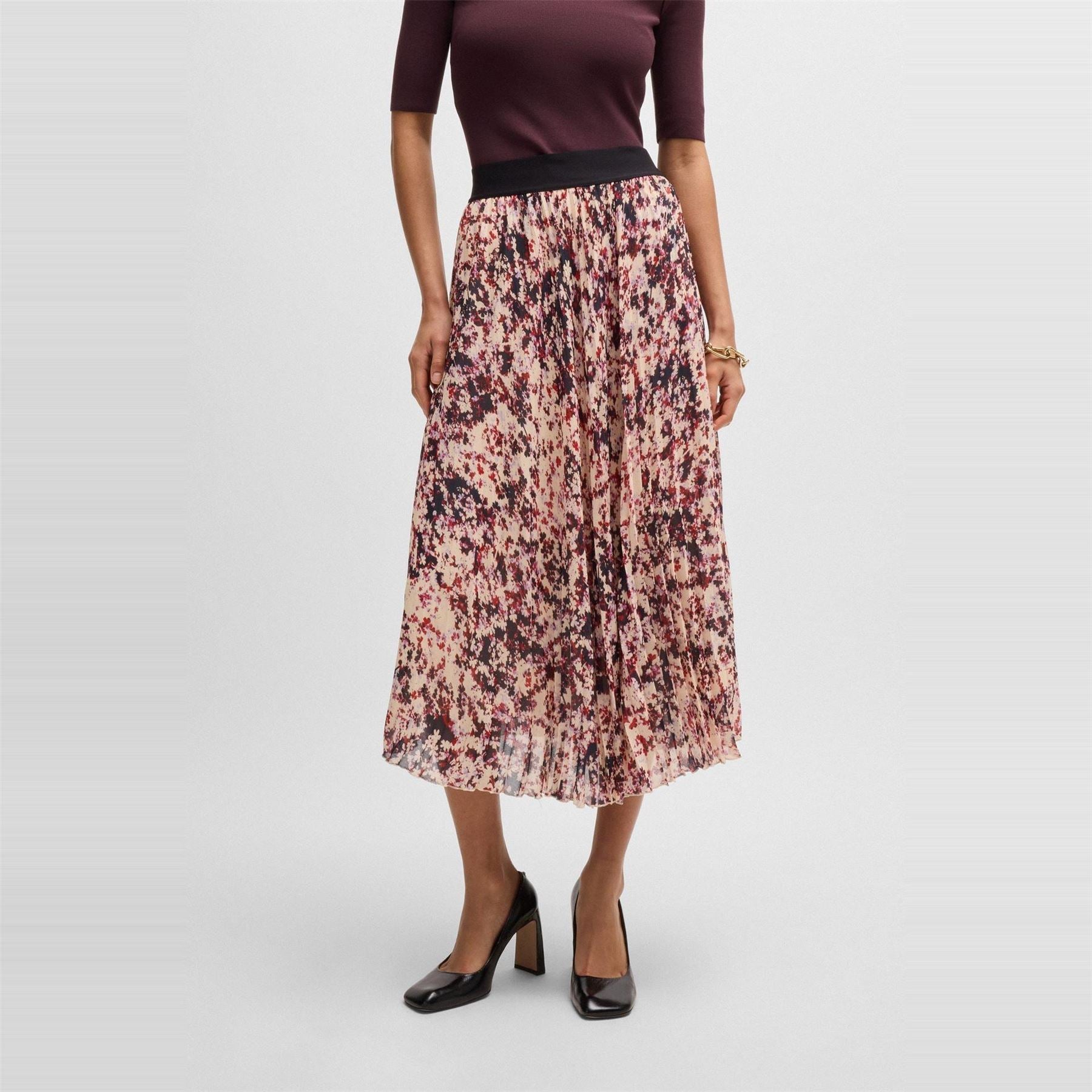 Boss Vapliso2 Midi Abstract Patterned Full Skirt