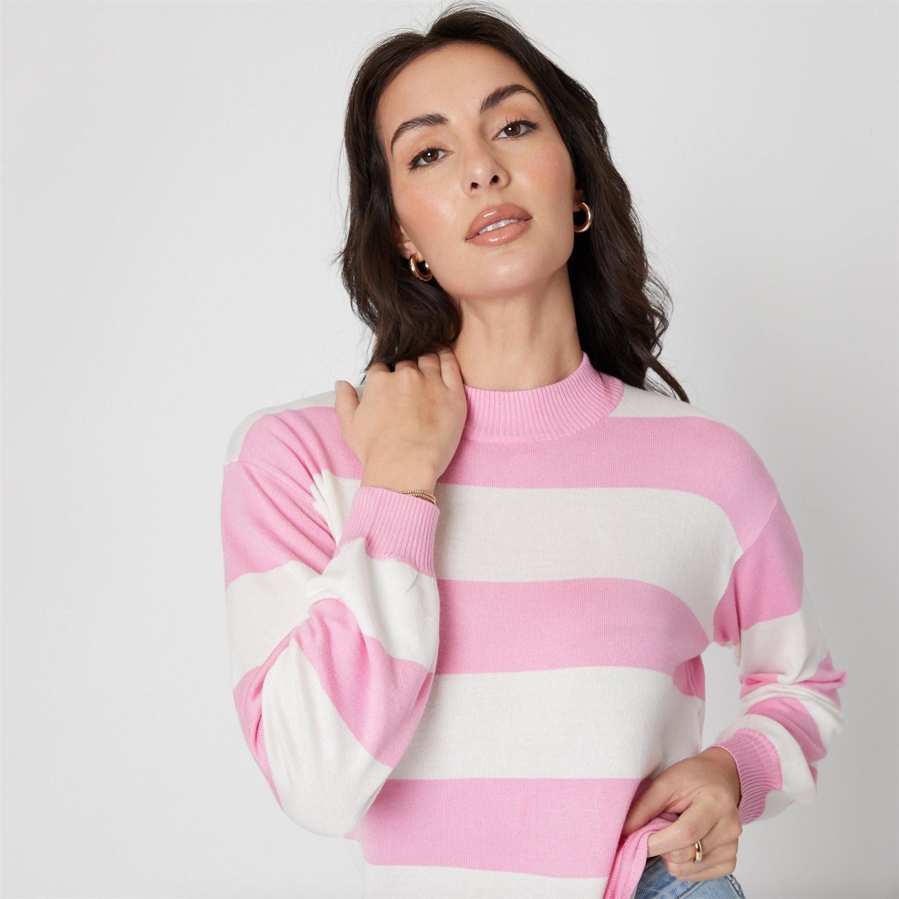 Be You Stripe Crew Neck Relaxed Fit Sweater