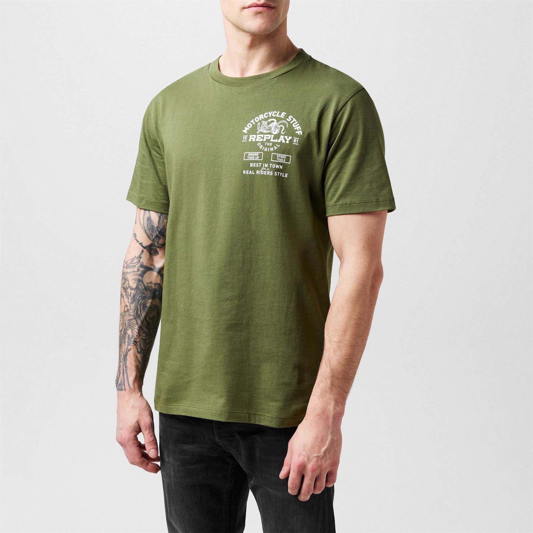 Replay Regular Fit Large Genie Crew Neck T-Shirt