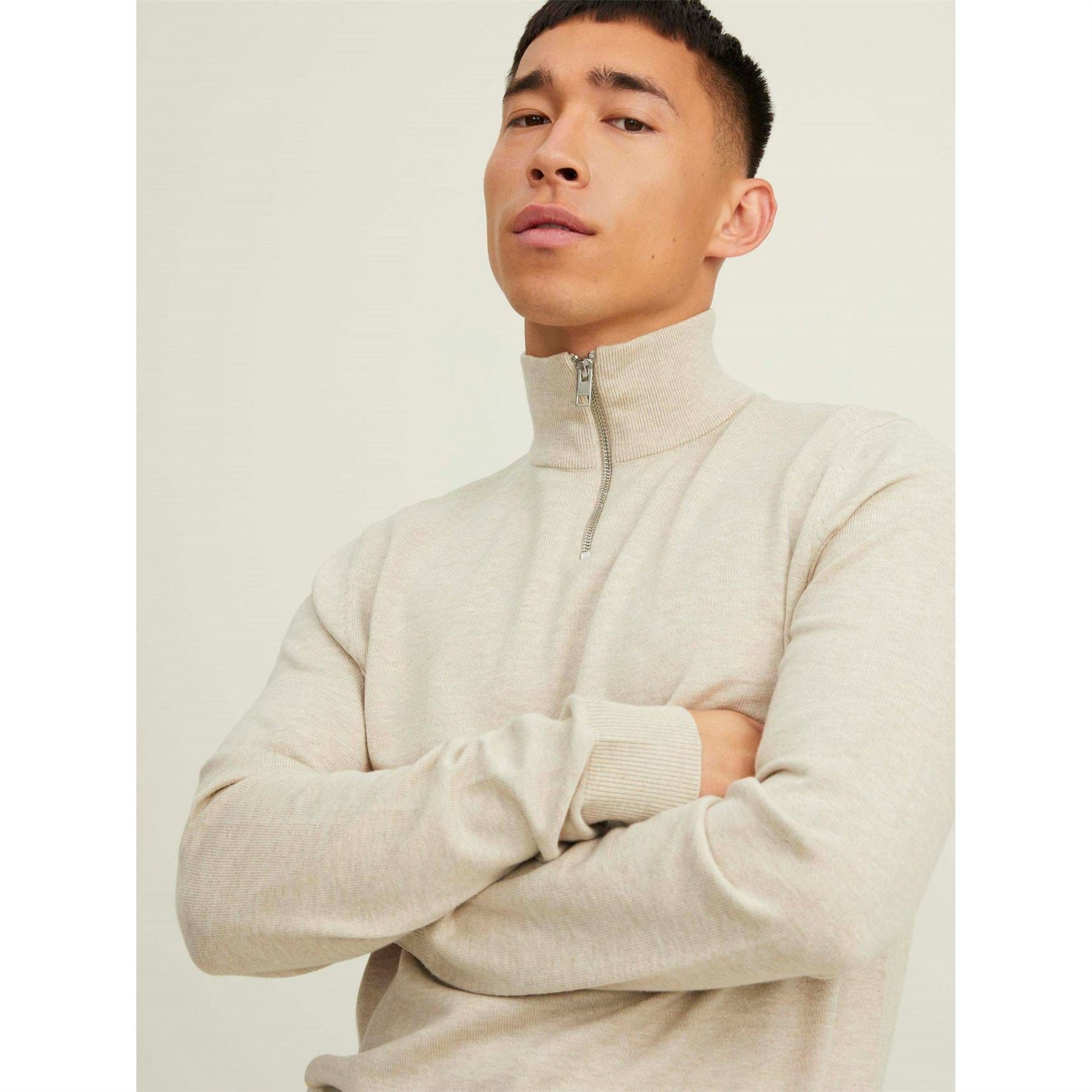 Jack and Jones Mens Emil Half Zip Knitted Top