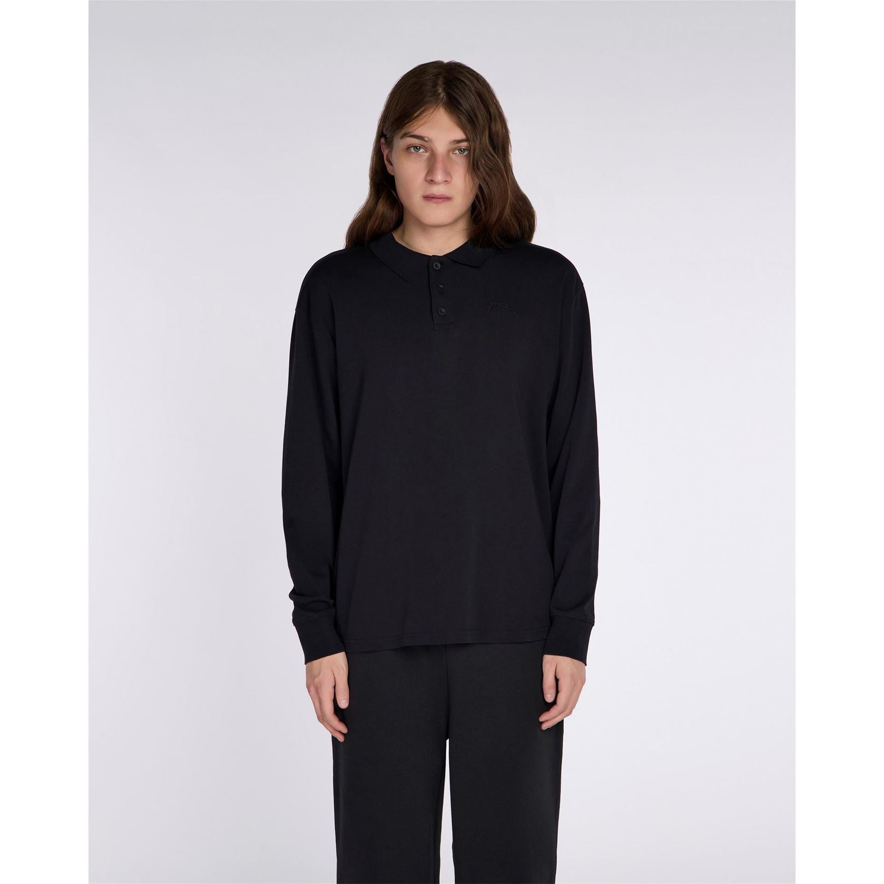 No Fear Long Sleeve Collared Polo Shirt