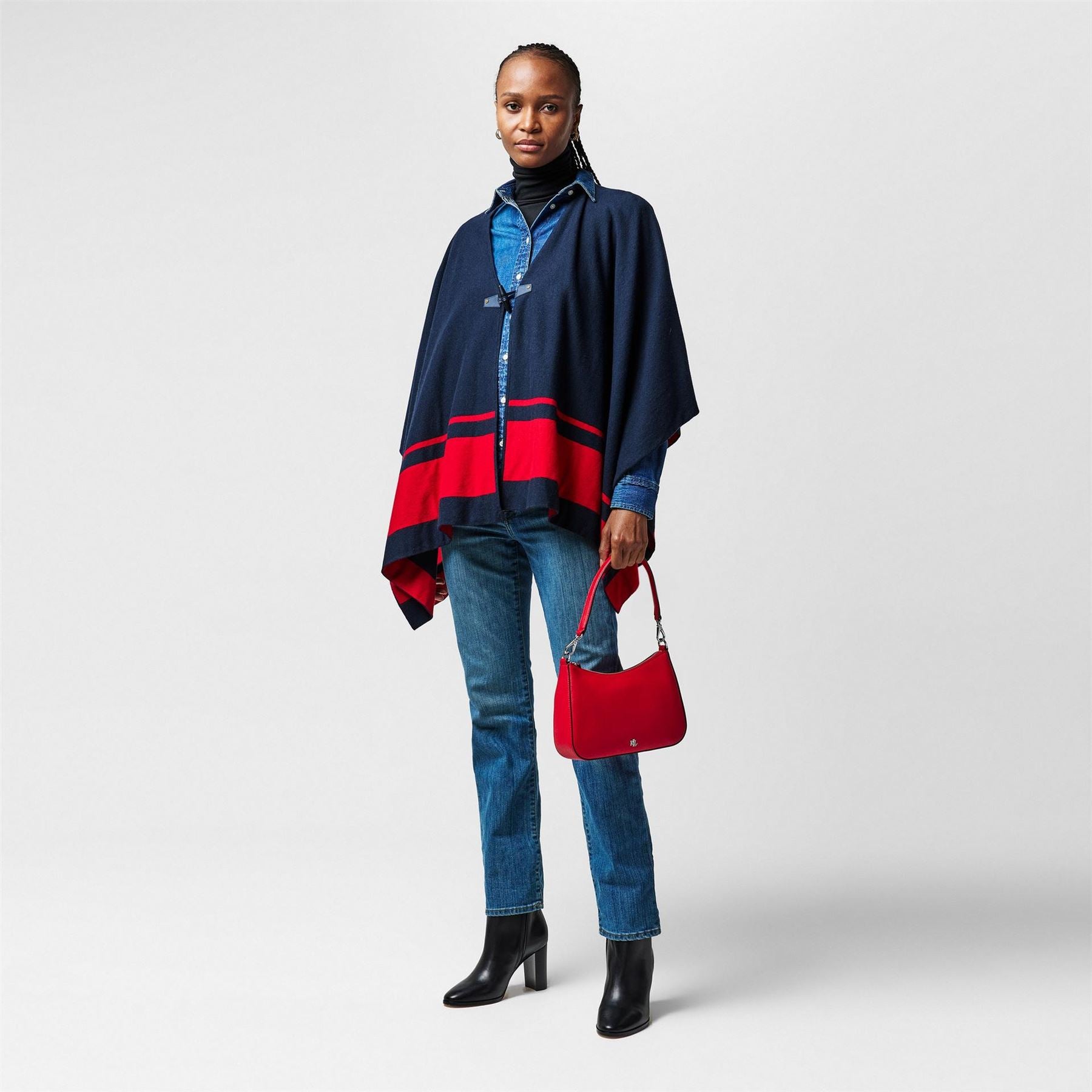 Lauren by Ralph Lauren Tone Intarsia Poncho