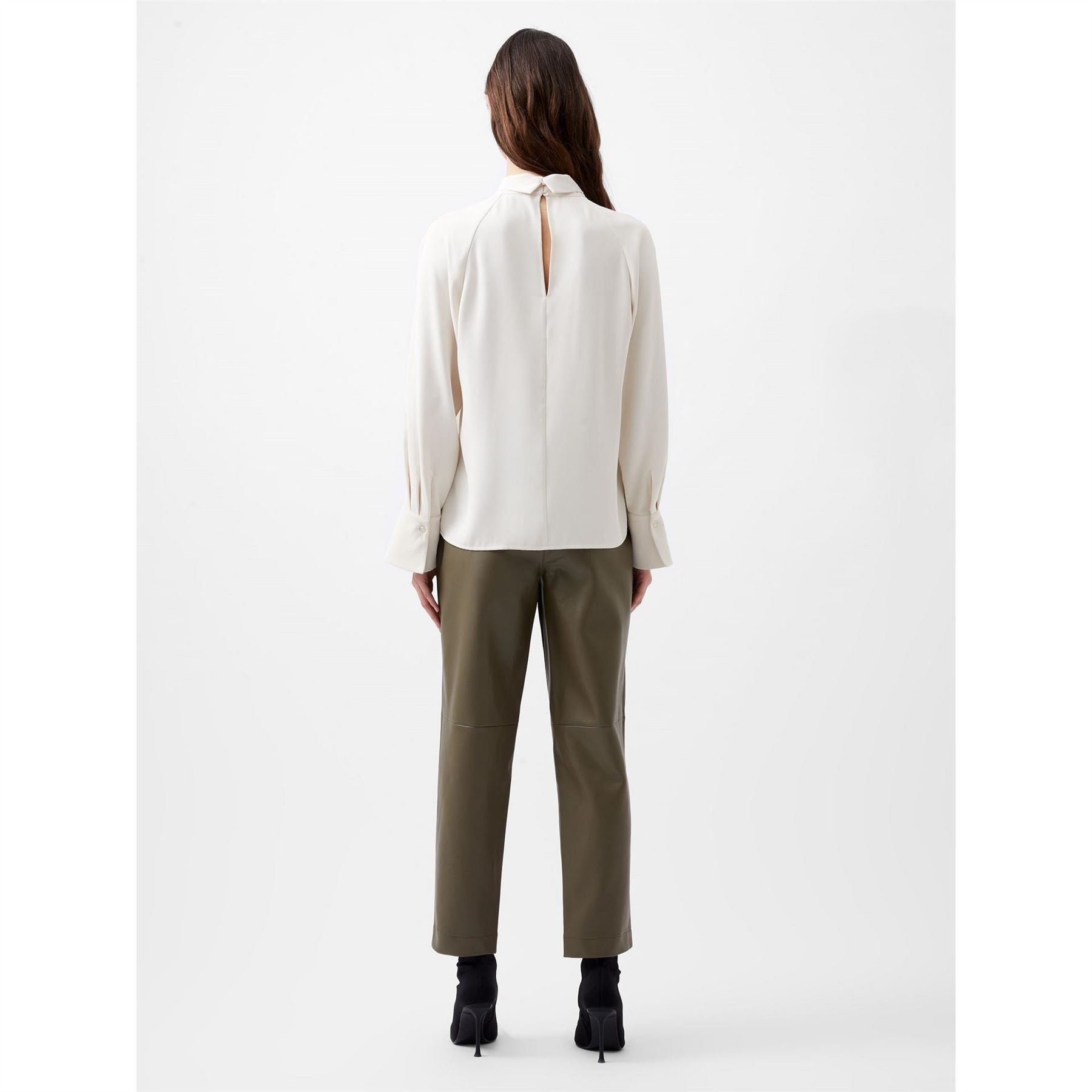 French Connection Tie Neck Long Sleeve Regular Fit Blouse