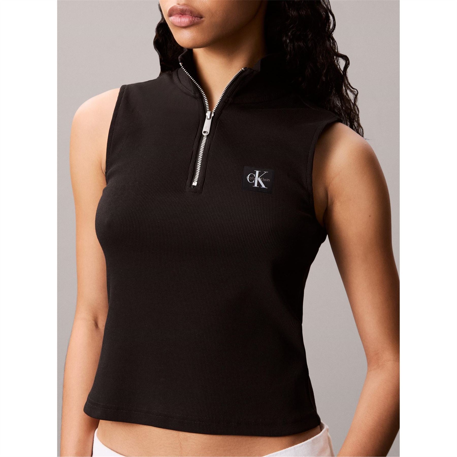 Calvin Klein Jeans Zip Neck Sleeveless Slim Fit Tank