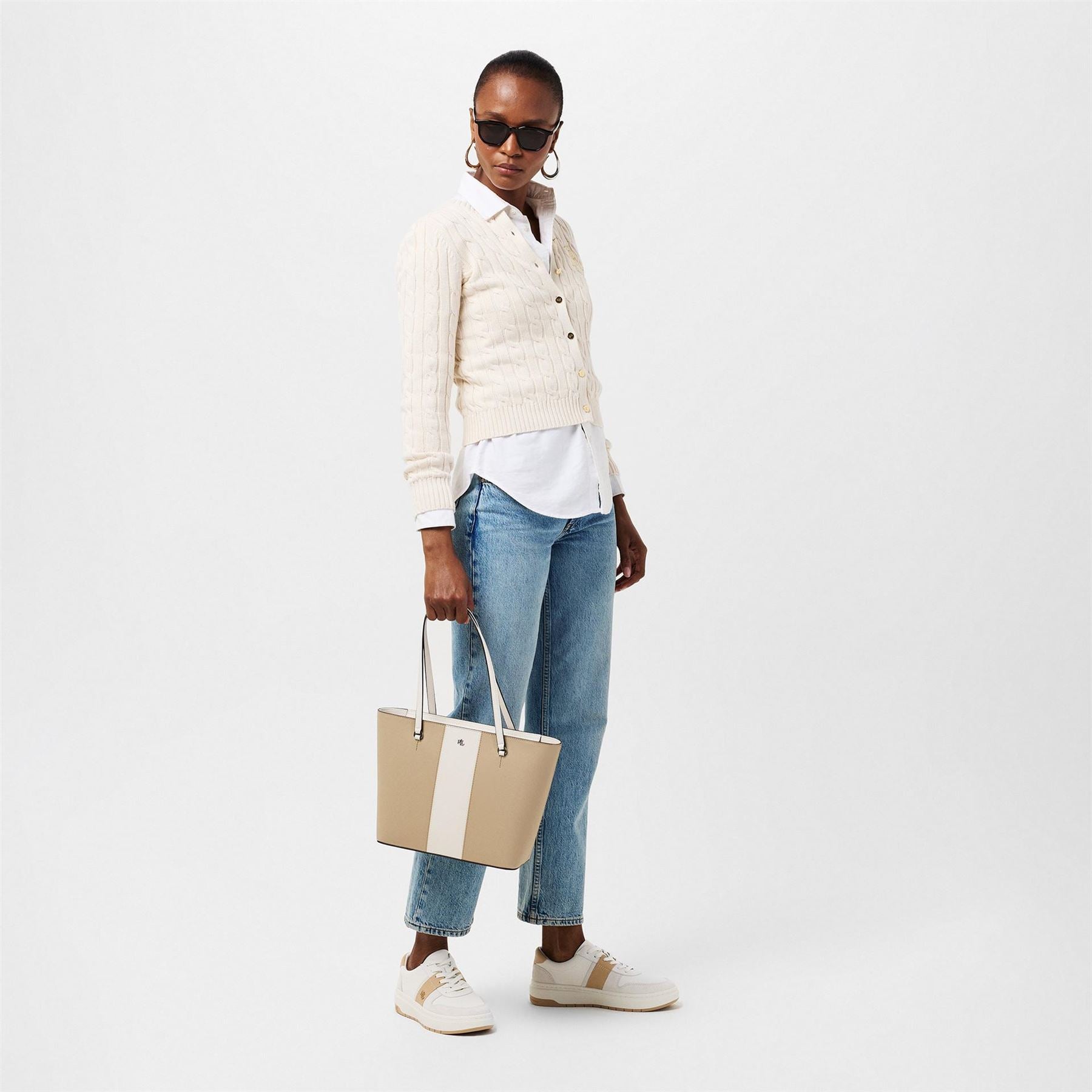Lauren by Ralph Lauren Real Leather Harlie Basket Low Top Trainers