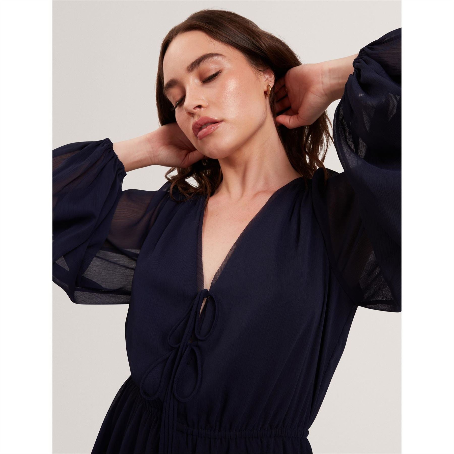 Ted Baker Woven V-Neck Three Quarter Sleeve Babydoll Dress