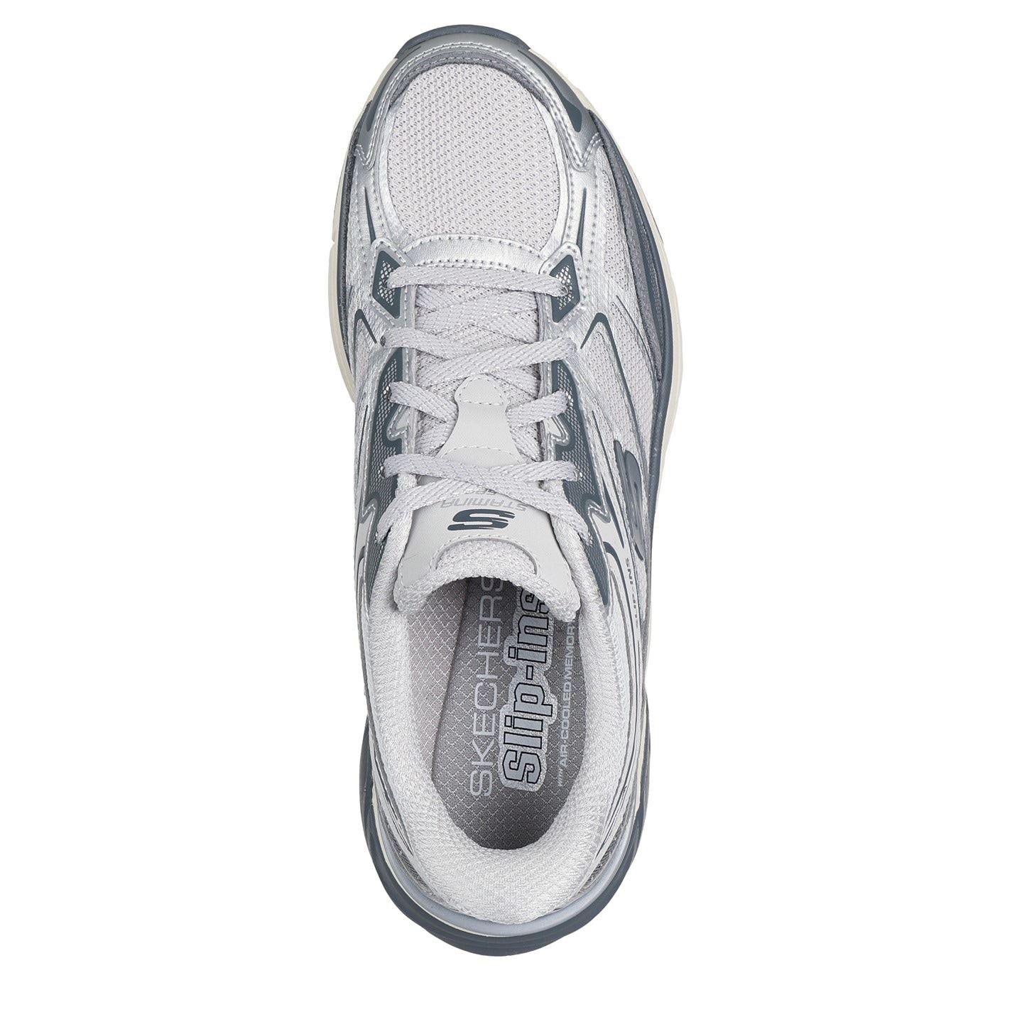Skechers Womens Metallic Overlay Mesh Lace Up Slip  Slip On Trainers