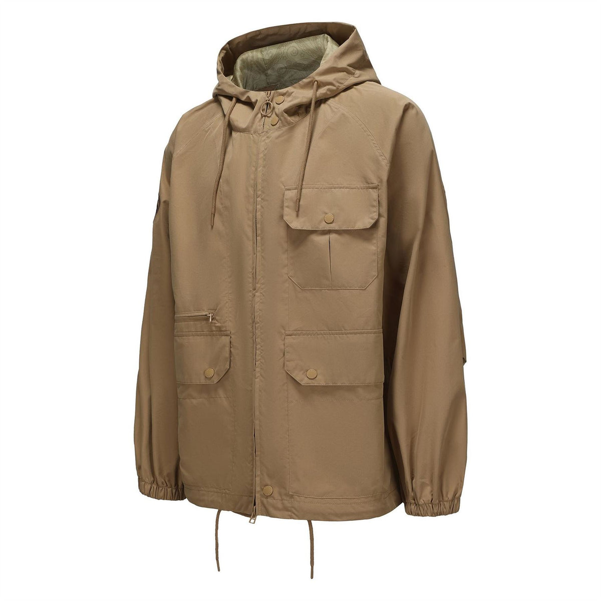 Pretty Green Hooded Drawstring Solid Patterned Field Parka Coat