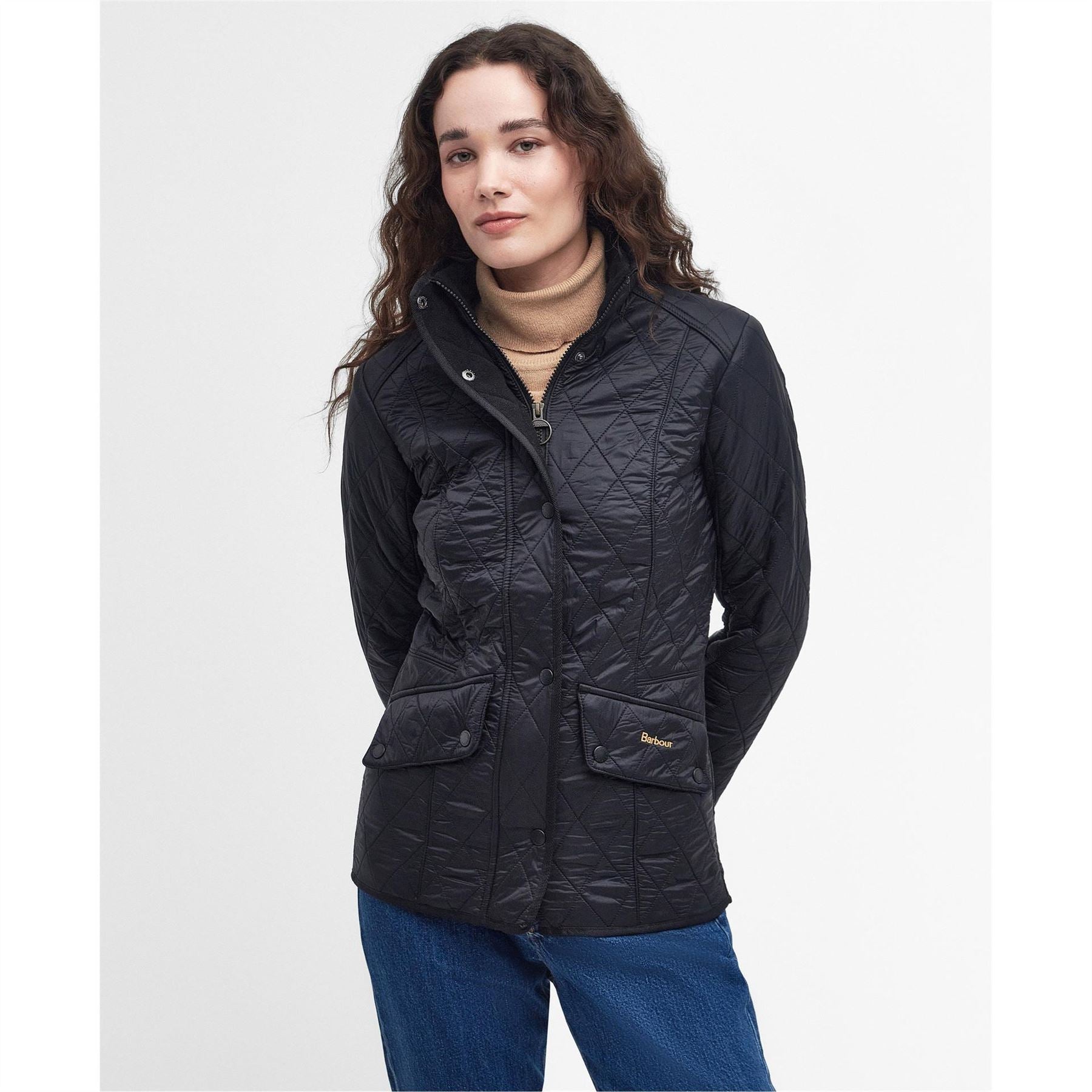Barbour Cavalry Polarquilt Diamond Quilted Fleece Lined Long Sleeve Slim Fit Quilted Jacket