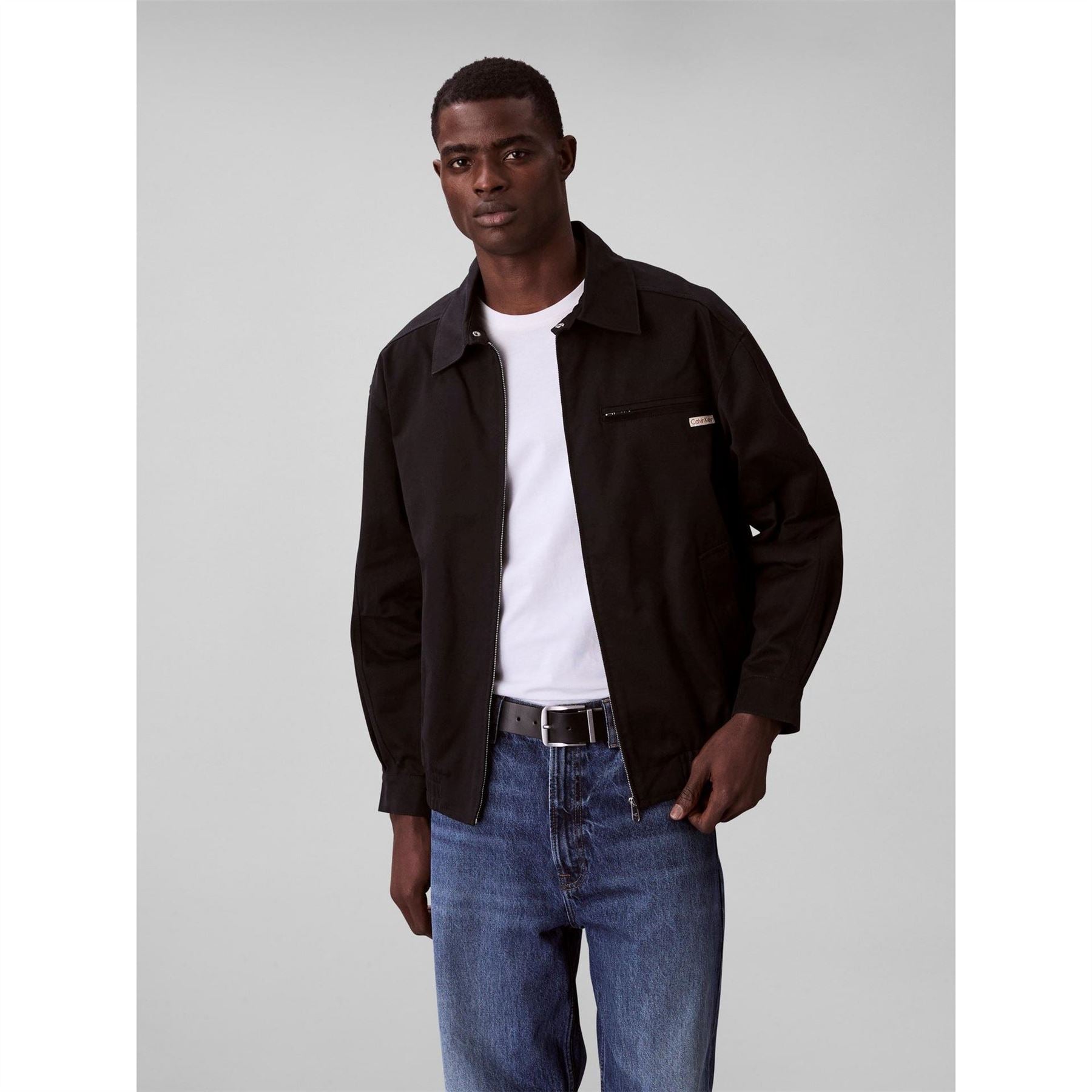 Calvin Klein Jeans Logo Shirt Jacket Long Sleeve Zip Parka
