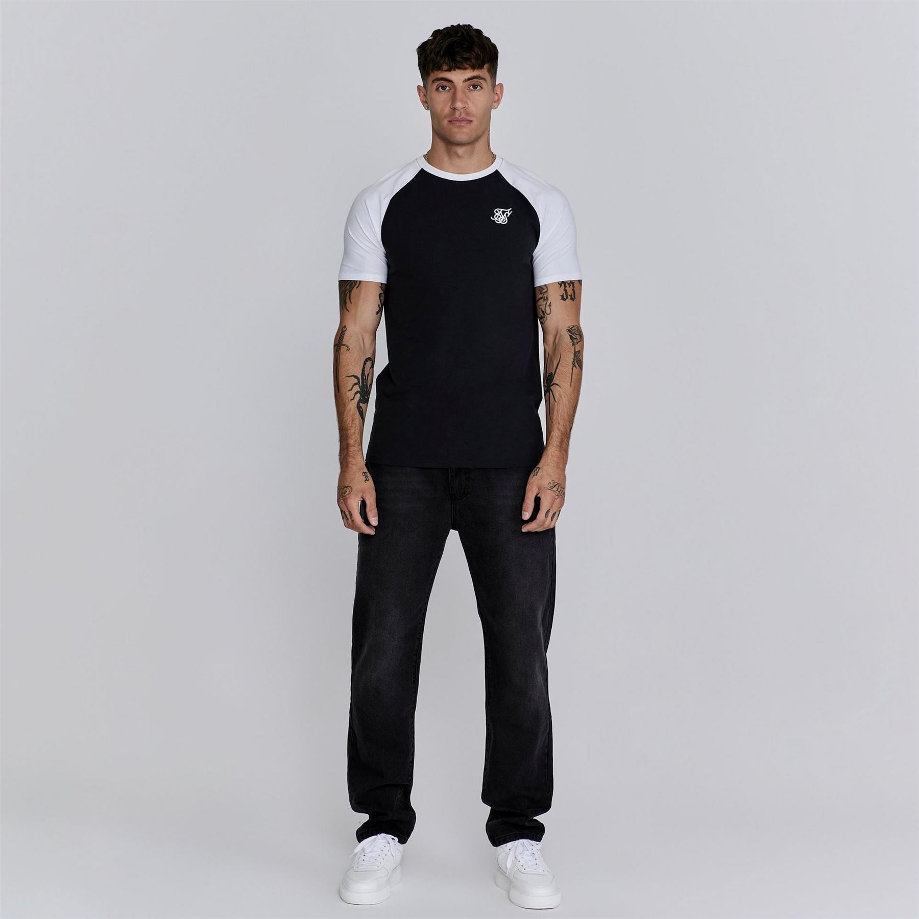 SikSilk Raglan Regular Fit Crew Neck T-Shirt