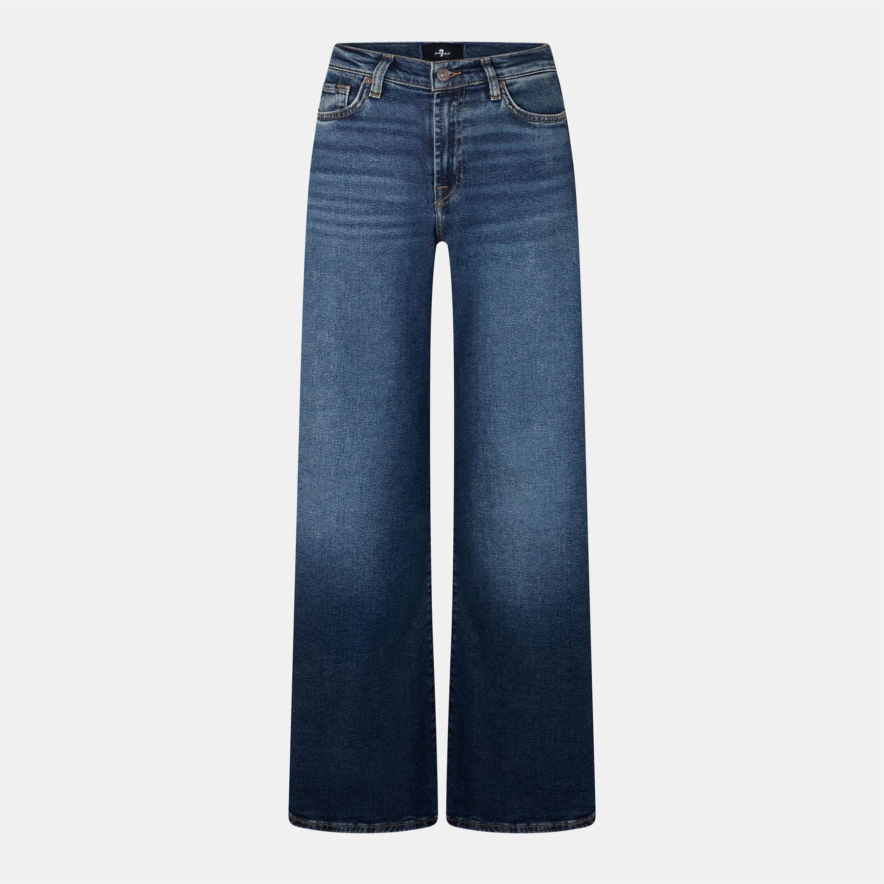 7 For All Mankind Lotta Light Wash Patterned Wide Leg Jeans