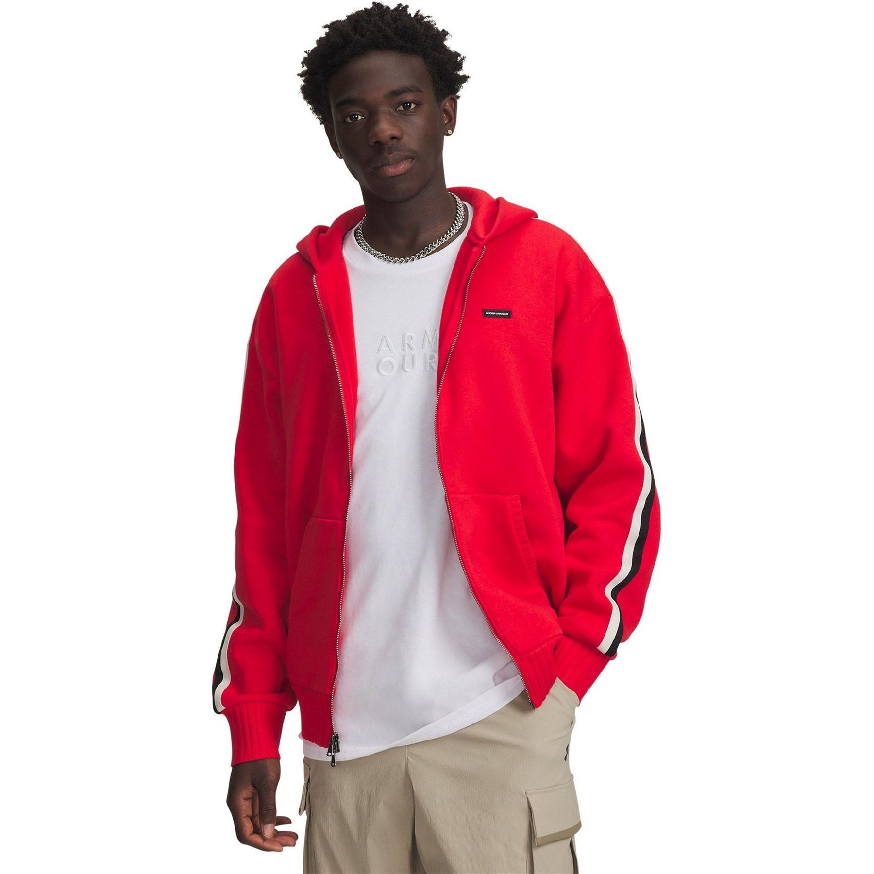 Under Armour Icon Solid Patterned Hooded Ribbed Cuff Sweat Jacket