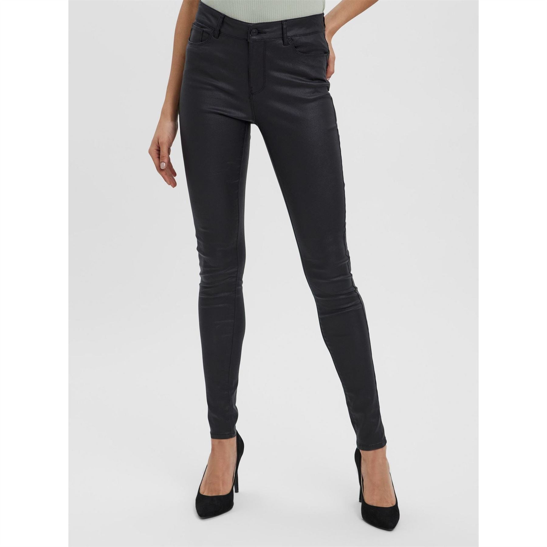 Vero Moda Tall Vmseven Smooth Coated Skinny Trousers