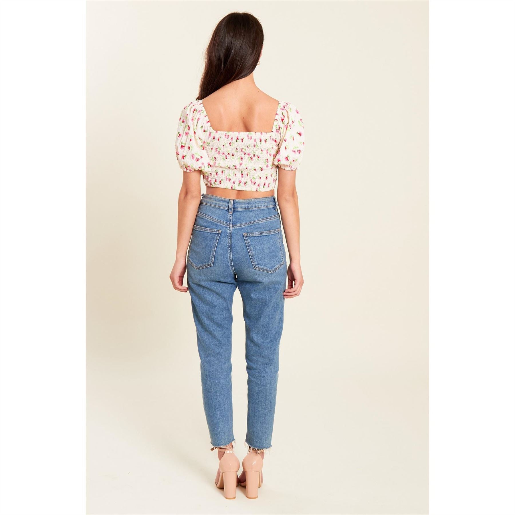 Be You Womens Shirred Crop Top
