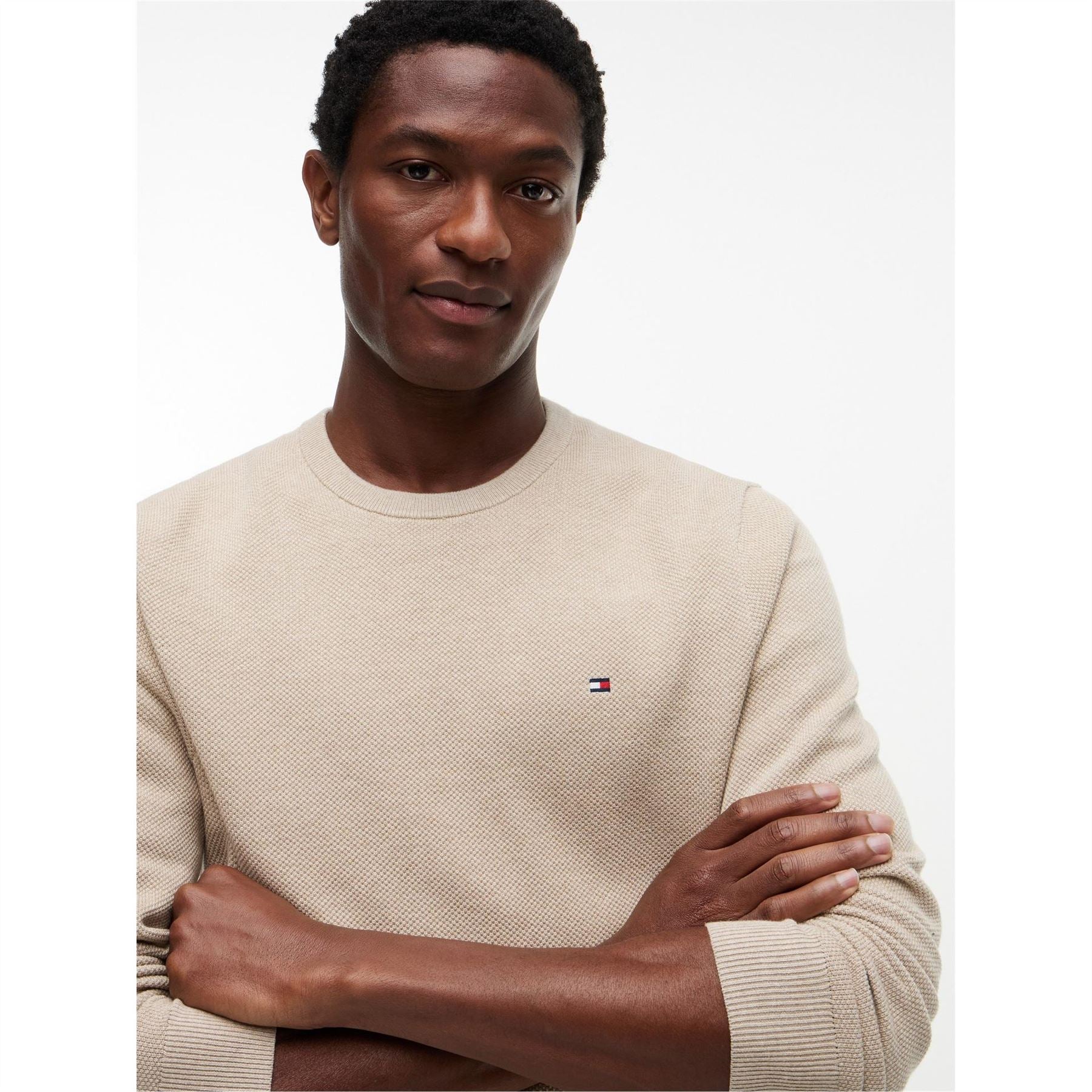 Tommy Hilfiger Crew Neck Ribbed Collar Long Sleeve Sweater