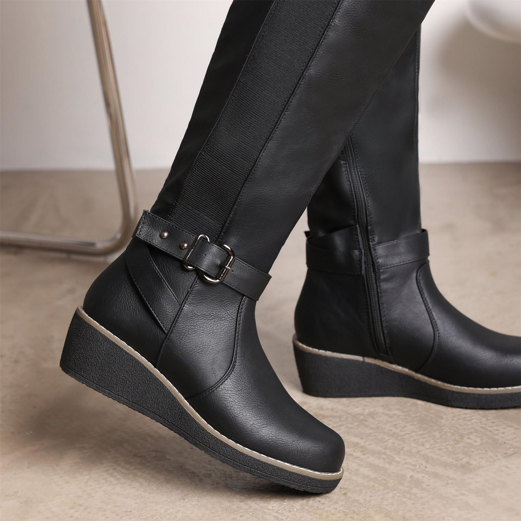 Wheres That From Ayleen Knee High Wedge Boots with Zipper