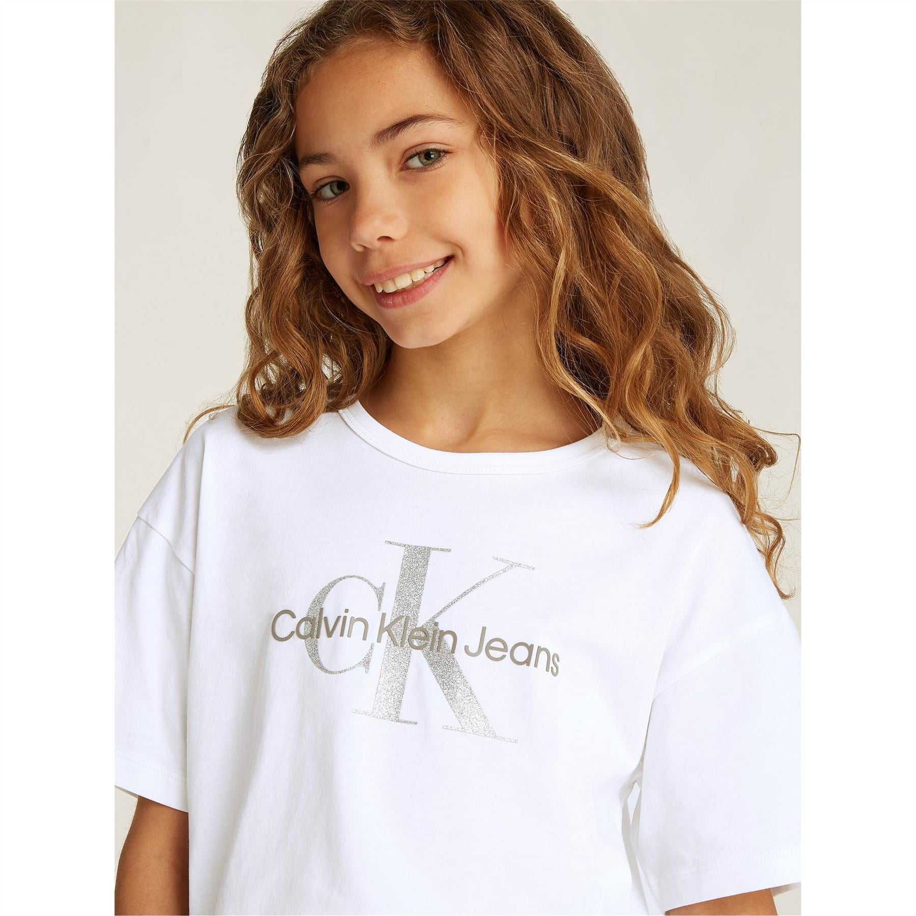 Calvin Klein Jeans Regular Fit Glitter Short Sleeve Crew Neck T-Shirt