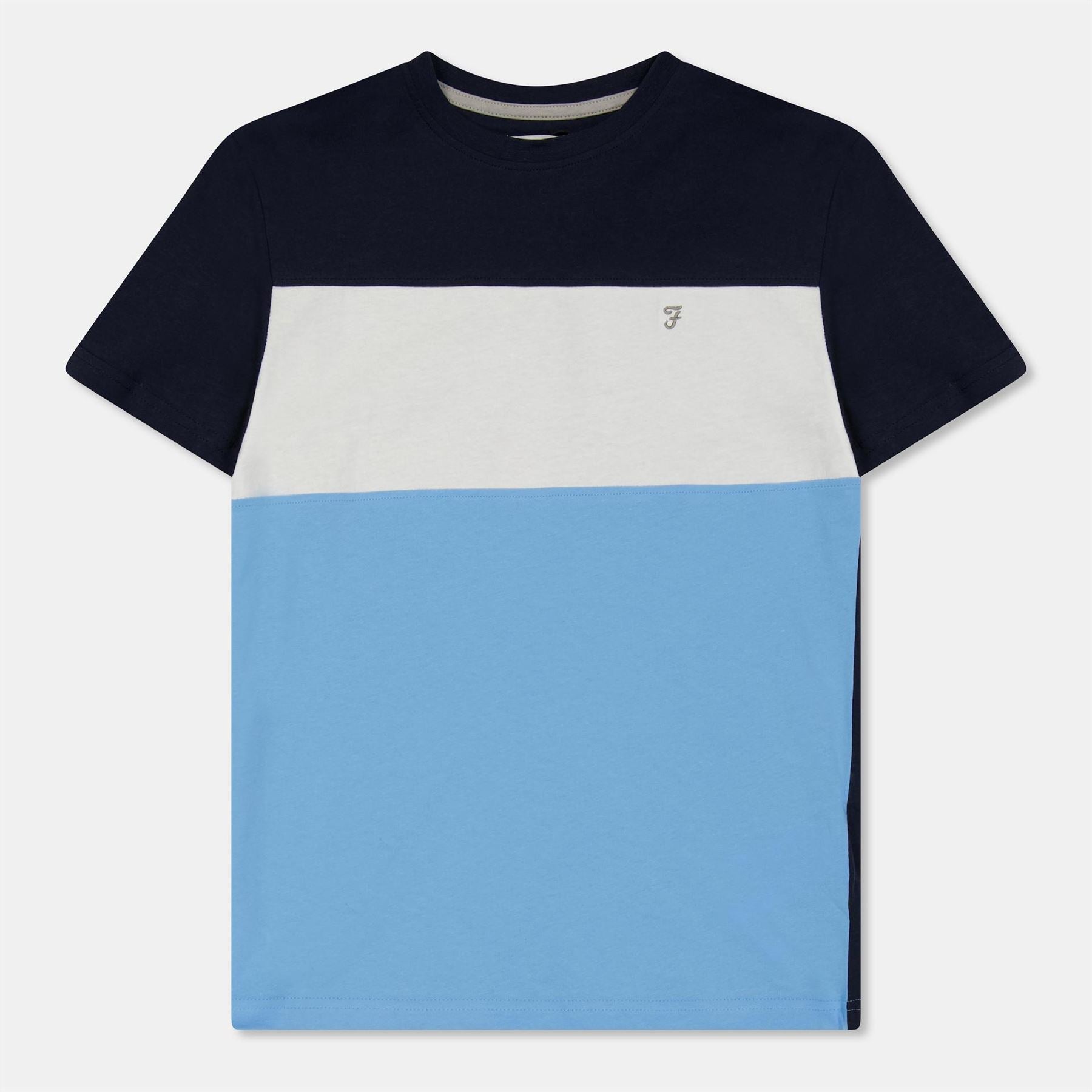 Farah Embroidered Color Block Crew Neck Short Sleeve T-Shirt