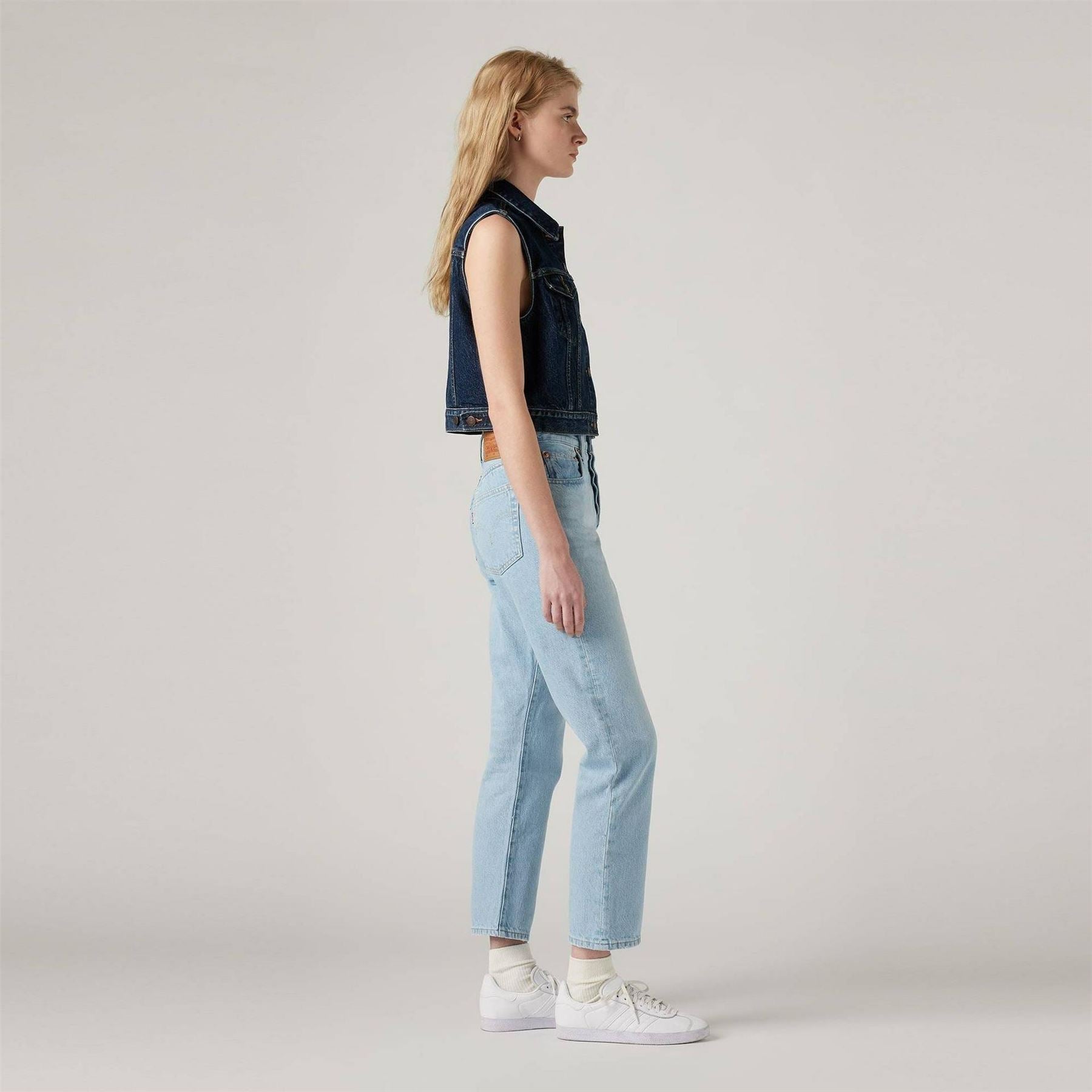 Levis 501 Cropped Mid Rise Cotton Straight Leg Jeans