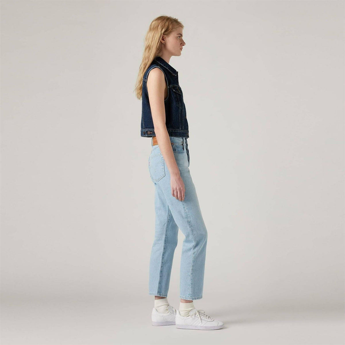 Levis 501 Cropped Mid Rise Cotton Straight Leg Jeans
