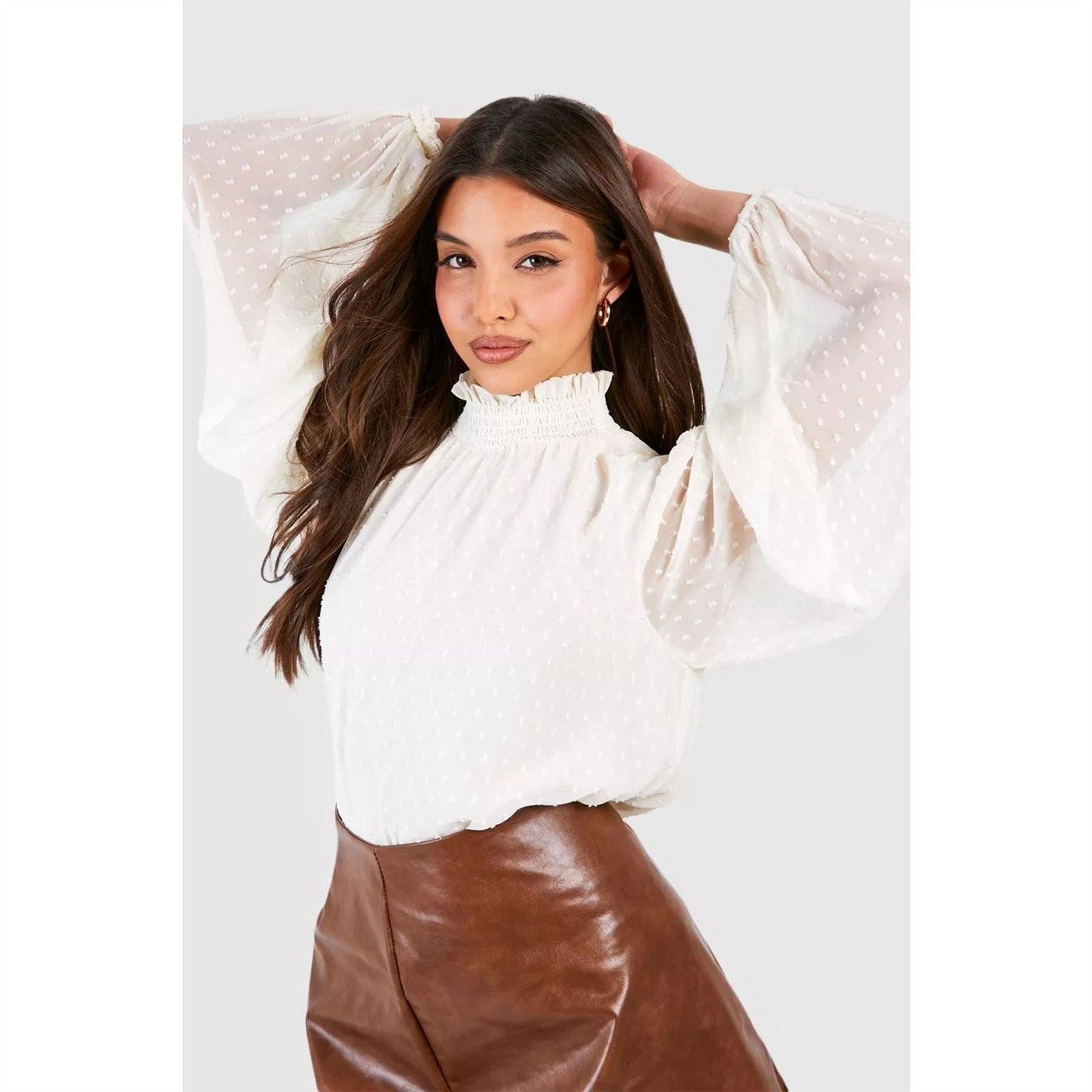 Influence High Neck Blouse Top And Skirt Sets
