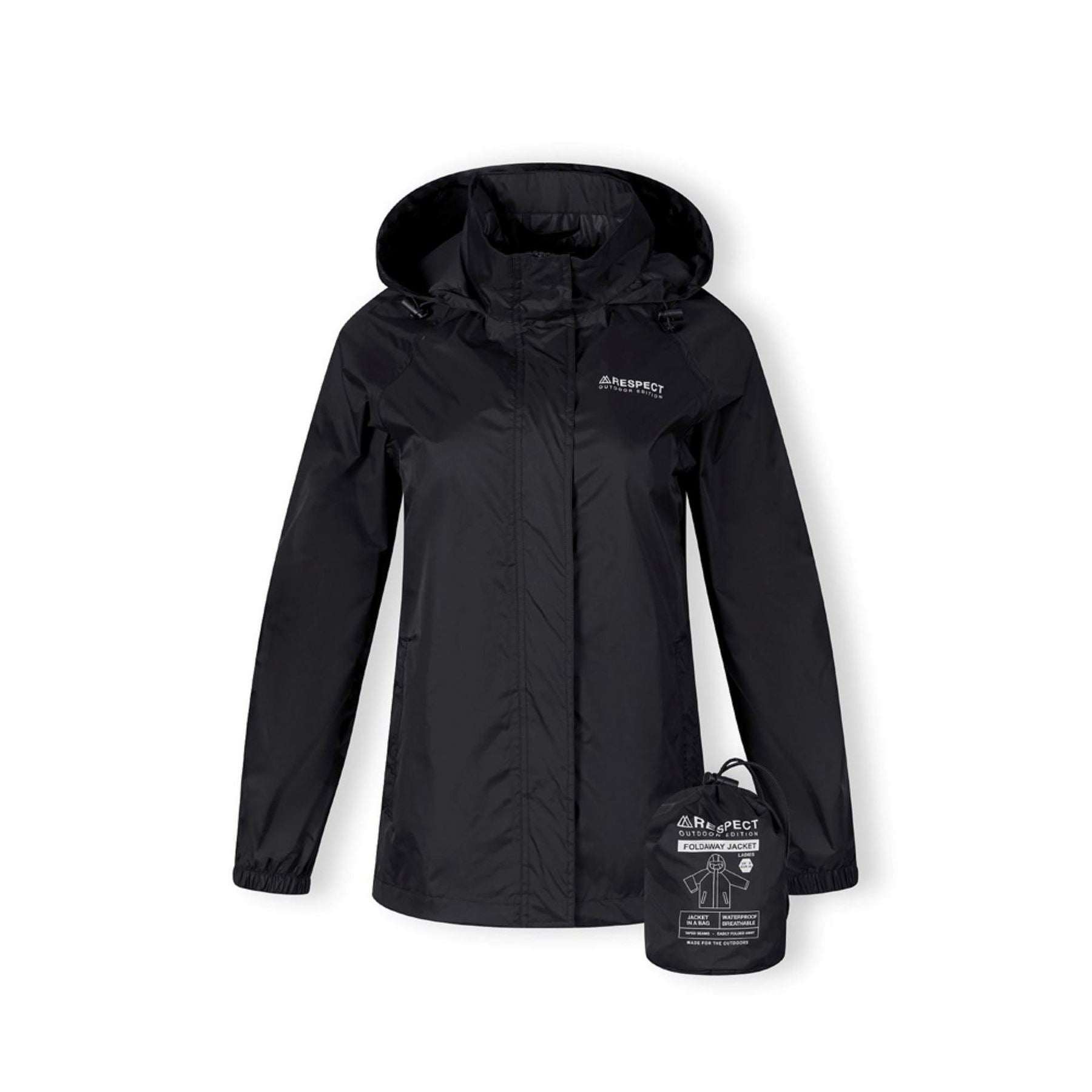 Minoti Women Packaway Waterproof Jacket With Hood Black