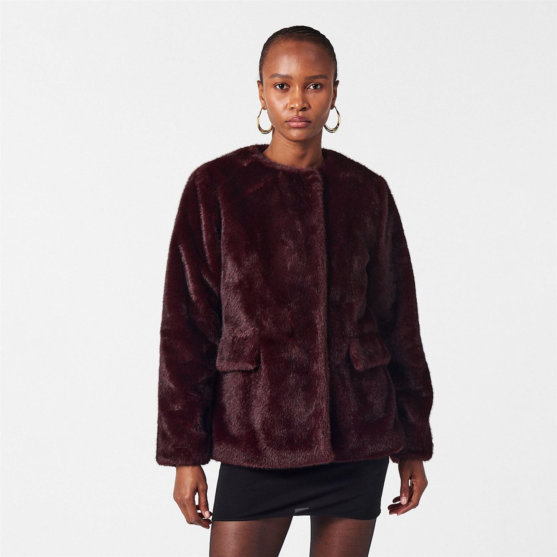 Lauren by Ralph Lauren Real Leather Fx Fur Teddy Coat