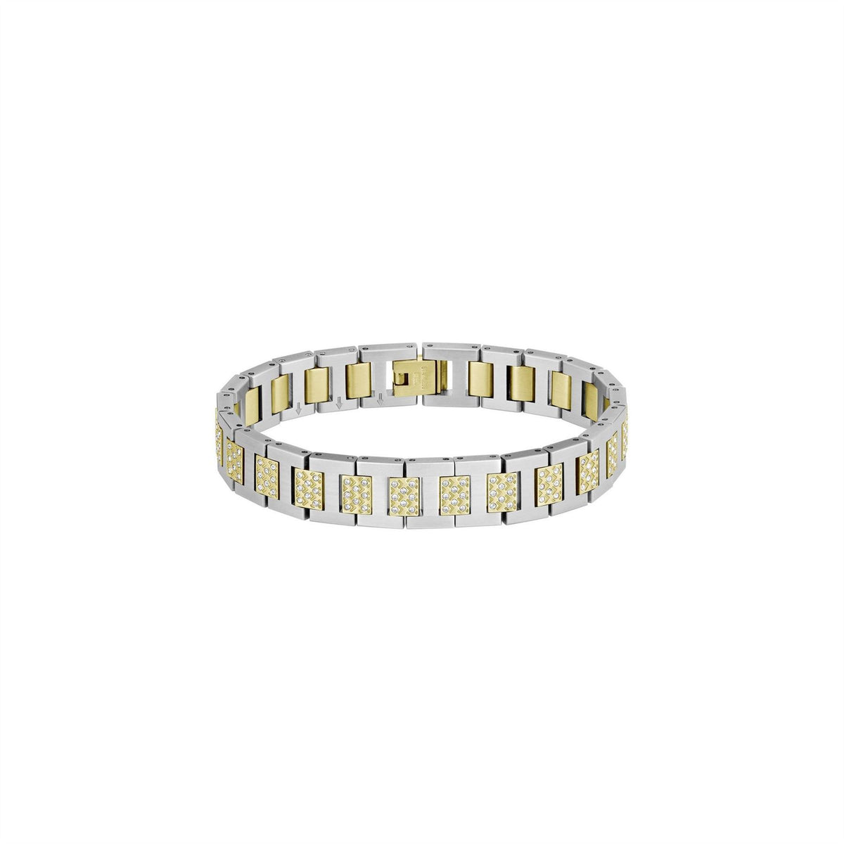 Lacoste Mens Metropole Two Tone Gold Ip And Stainless Steel Crystal Bracelet
