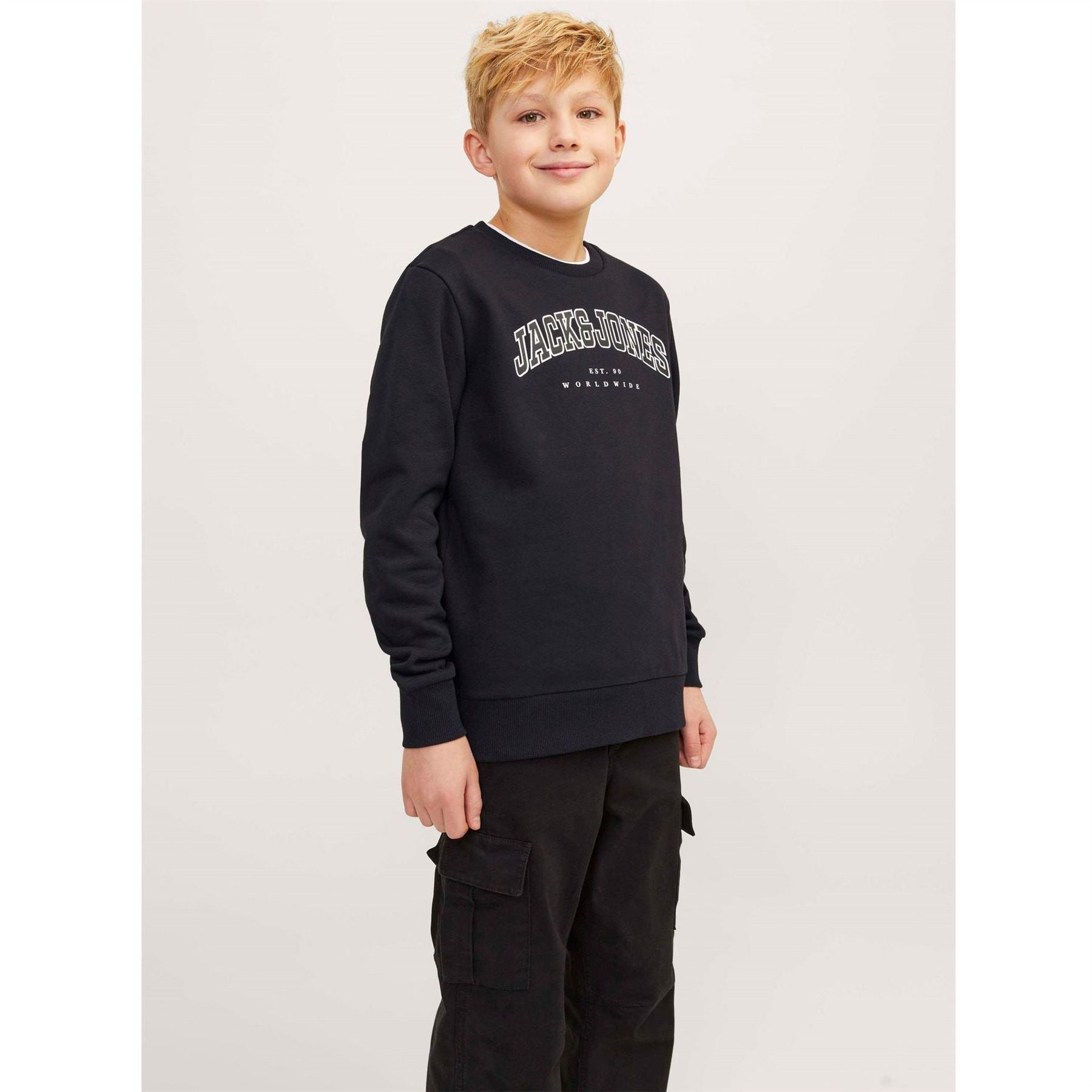 Jack and Jones Varsity Crew Neck Ribbed Collar Long Sleeve Sweatshirt