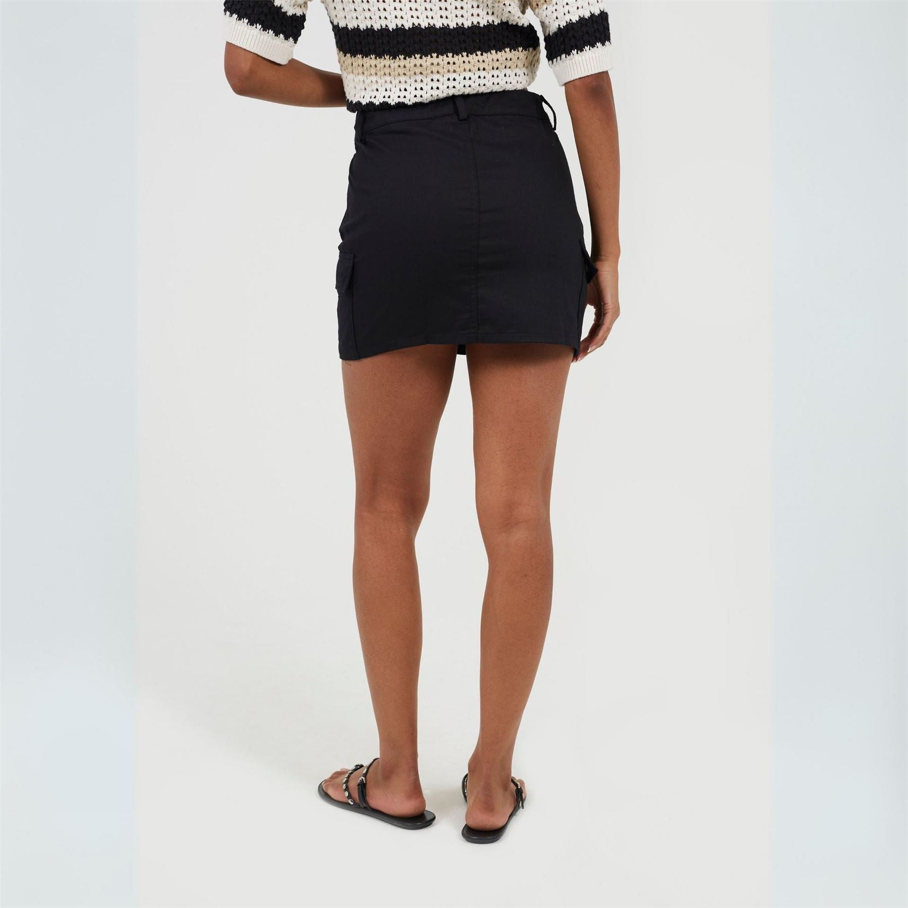 Brave Soul Womens Denim Mini Skirt With Cargo Pockets