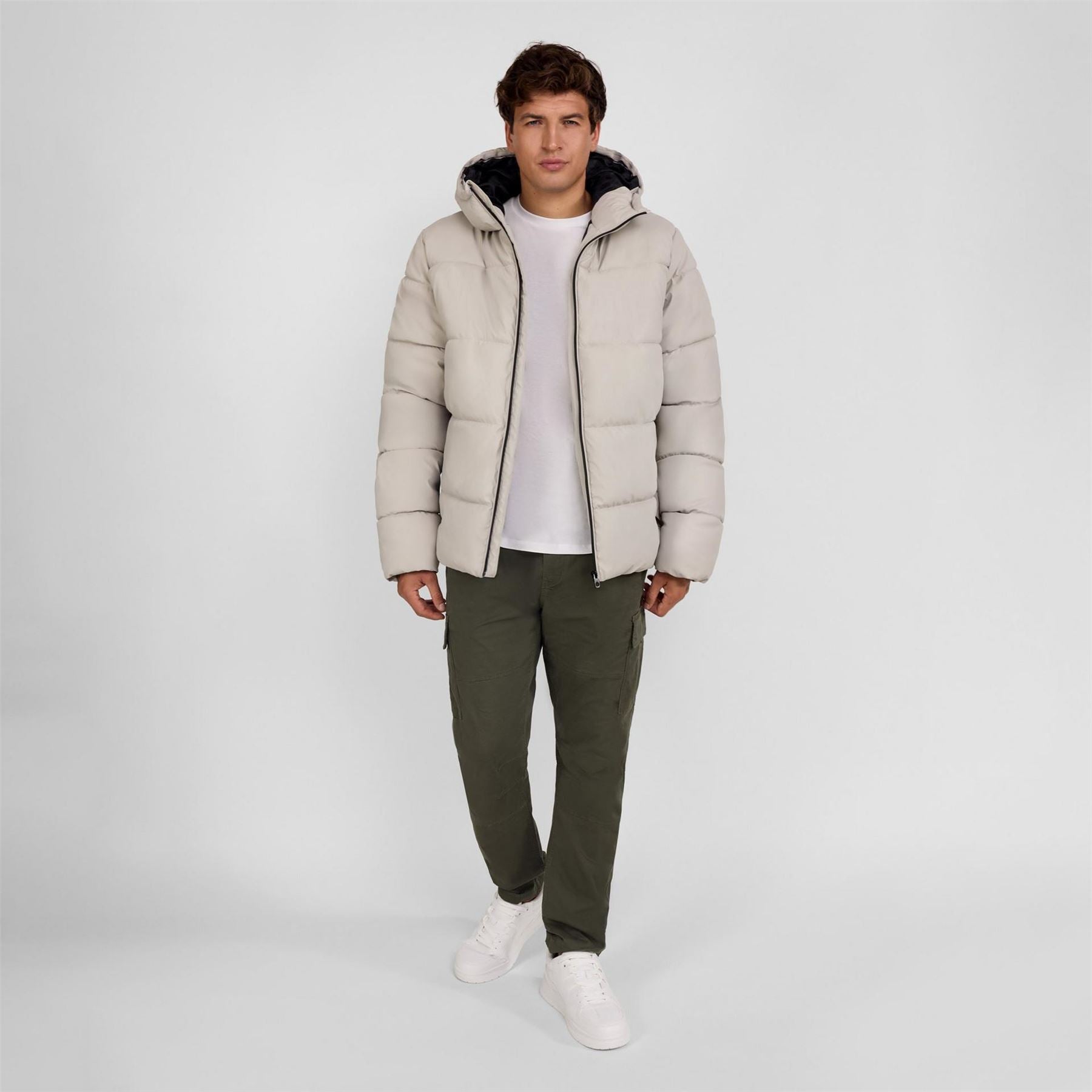 Minoti Pu Jacket With Hood And Zip Pockets Grey