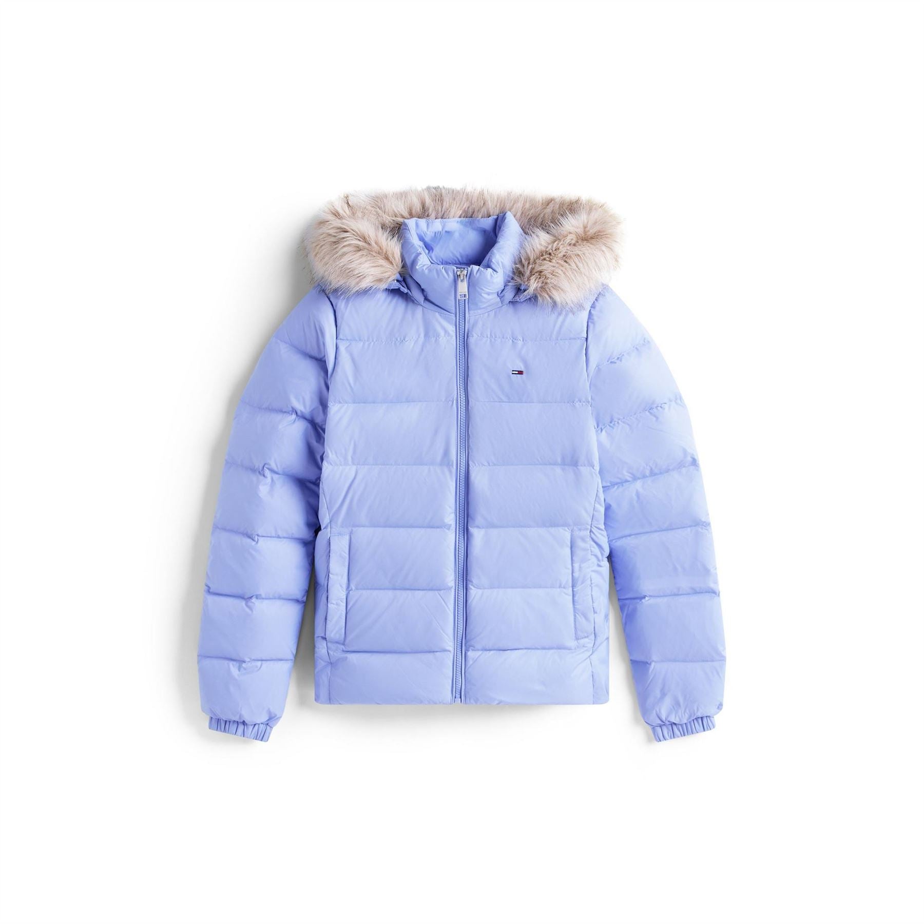 Tommy Jeans Essential Quilted Wind Resistant Faux Fur Hood RDS Down Short Puffer Jacket