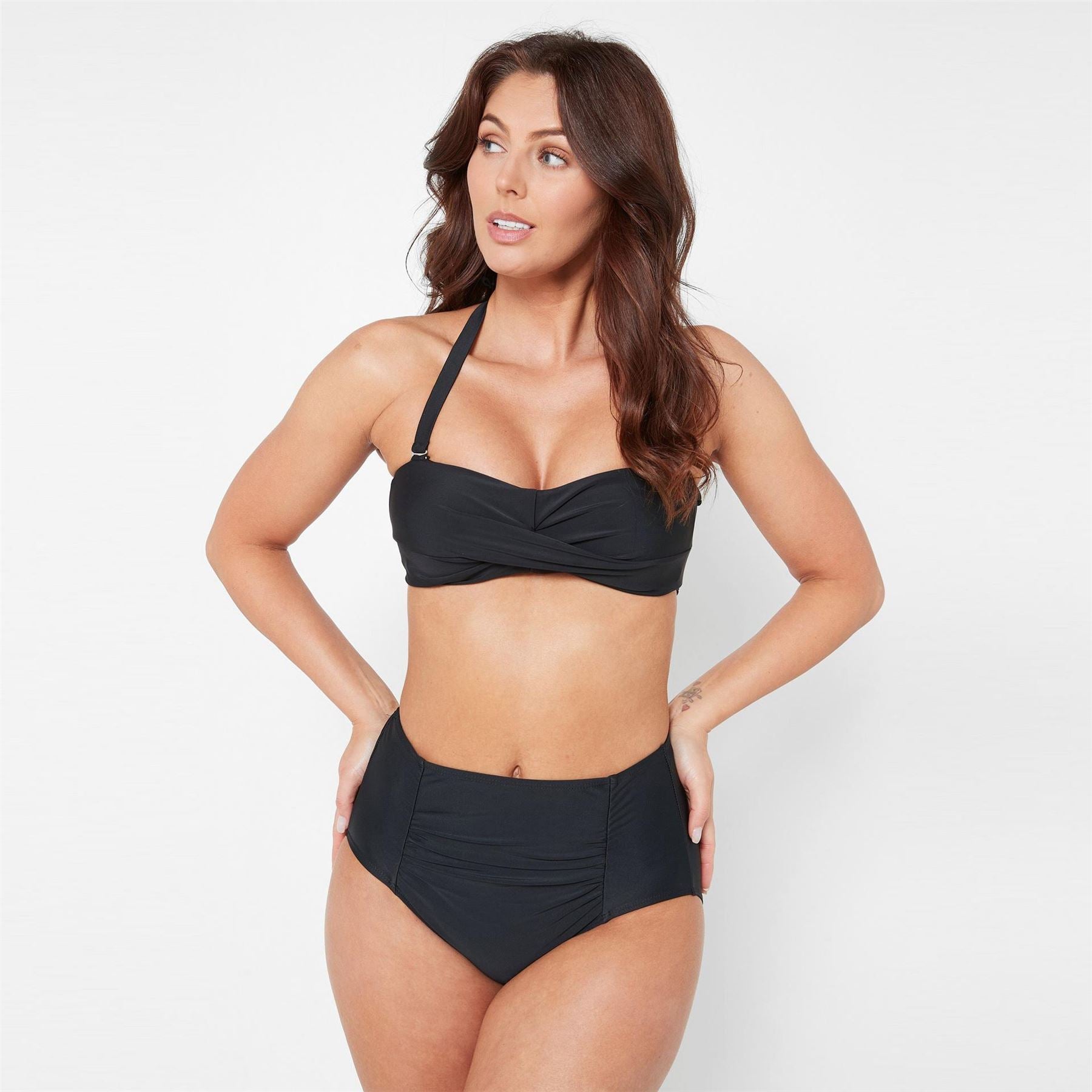 Be You Ruched Front High Waisted Bikini Bottoms