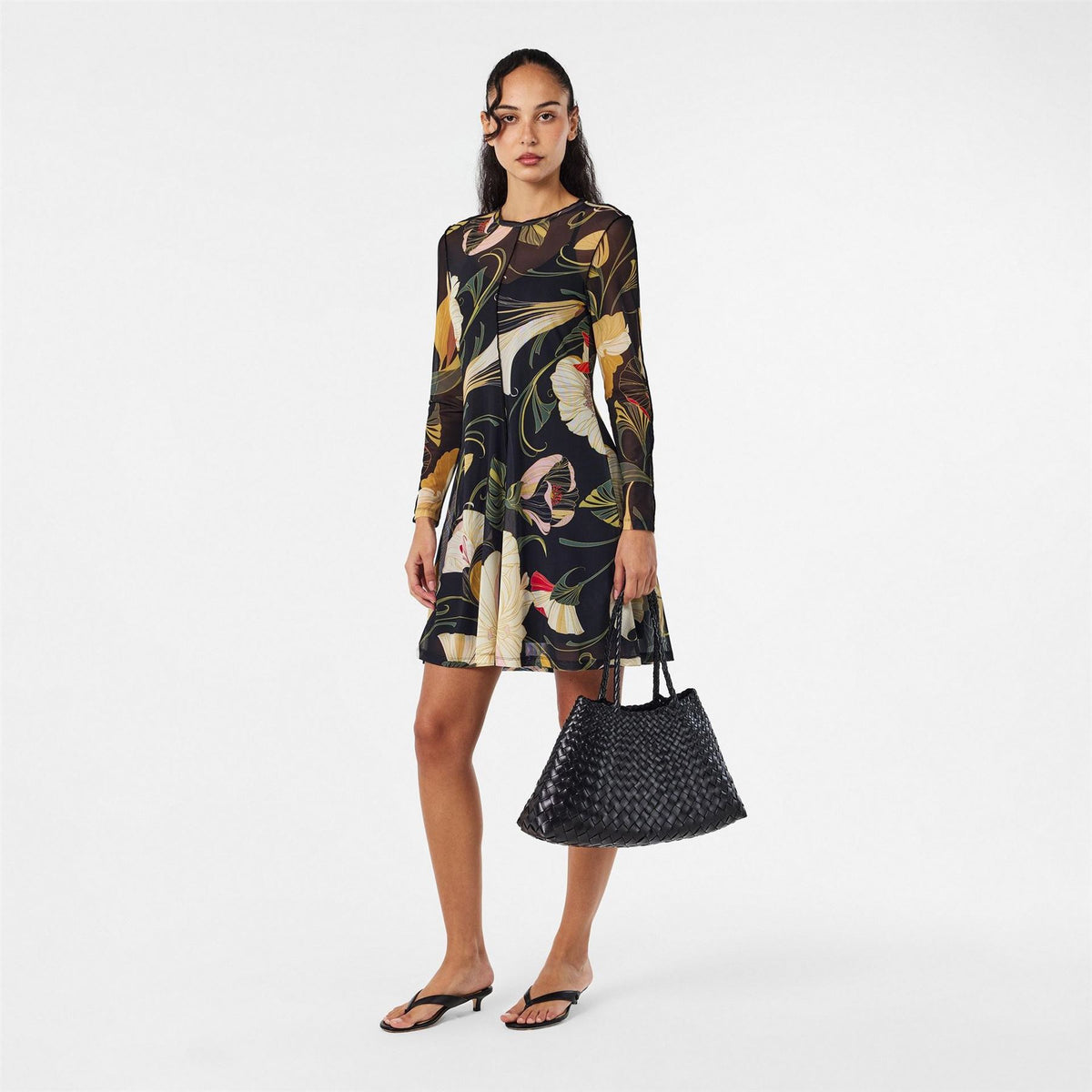Ted Baker Plain Crew Neck Long Sleeve Mini Dress