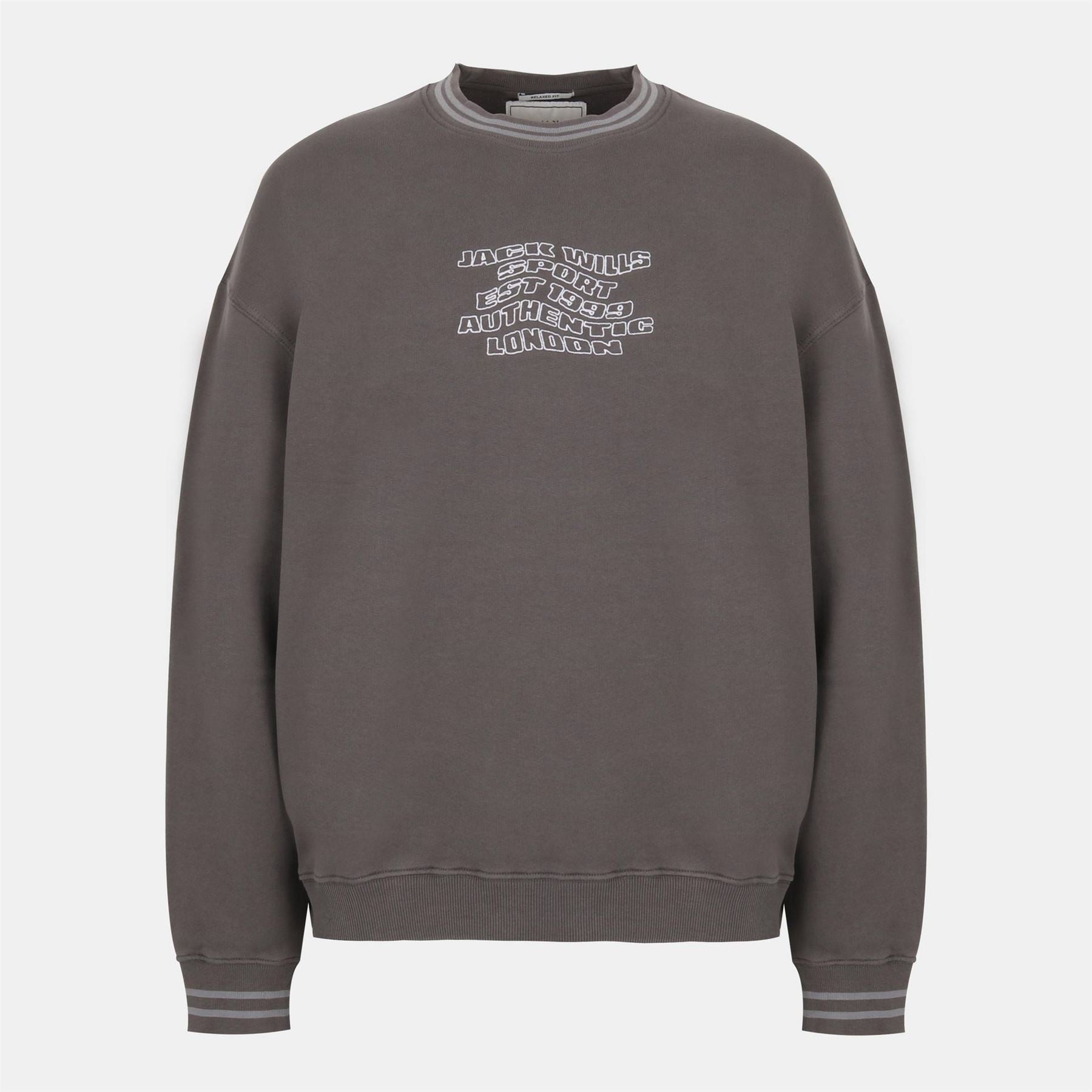 Jack Wills Tipped Graphic Cotton Long Sleeve Oversized Fit Crew Sweatshirt