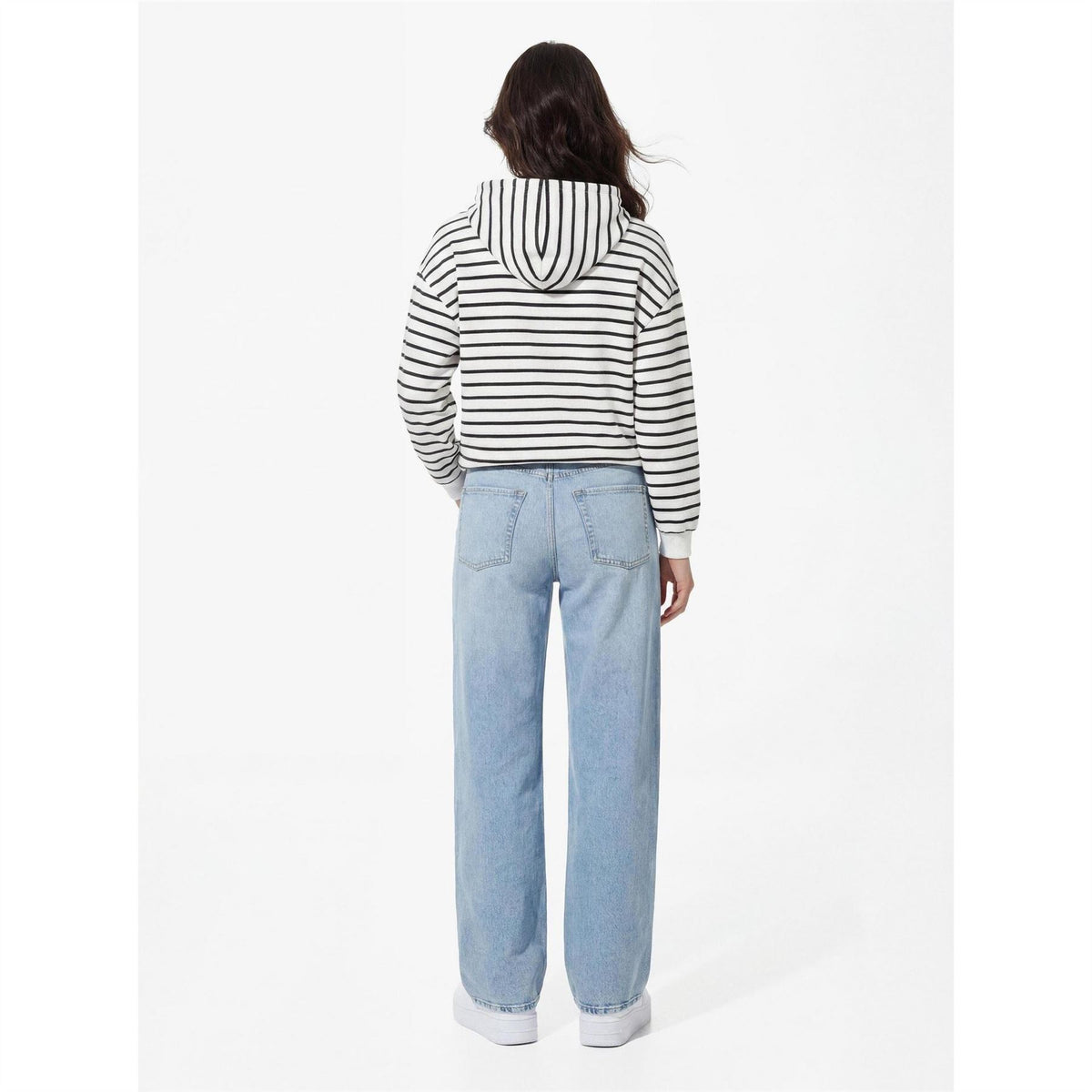 Pieces Hooded Striped Long Sleeve Sweatshirt with Drawstring