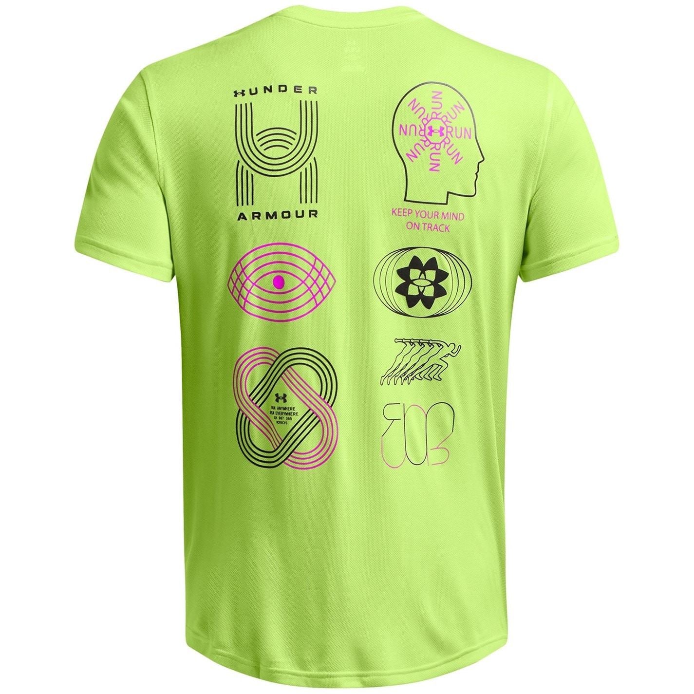 Under Armour Run Graphic Lettering Crew Neck Athletic Top