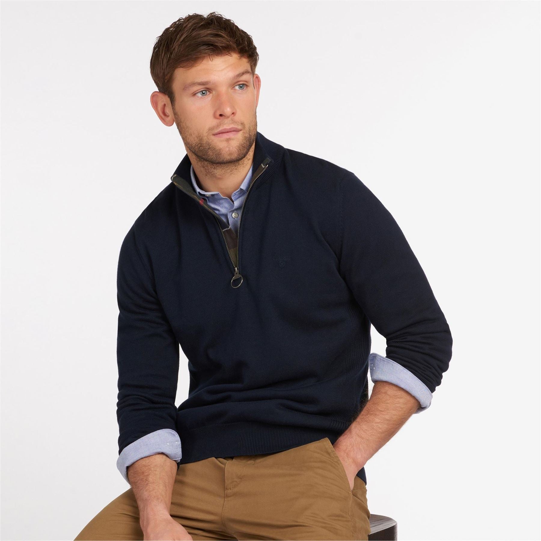 Barbour Half Zip Cotton Knitted Jumper