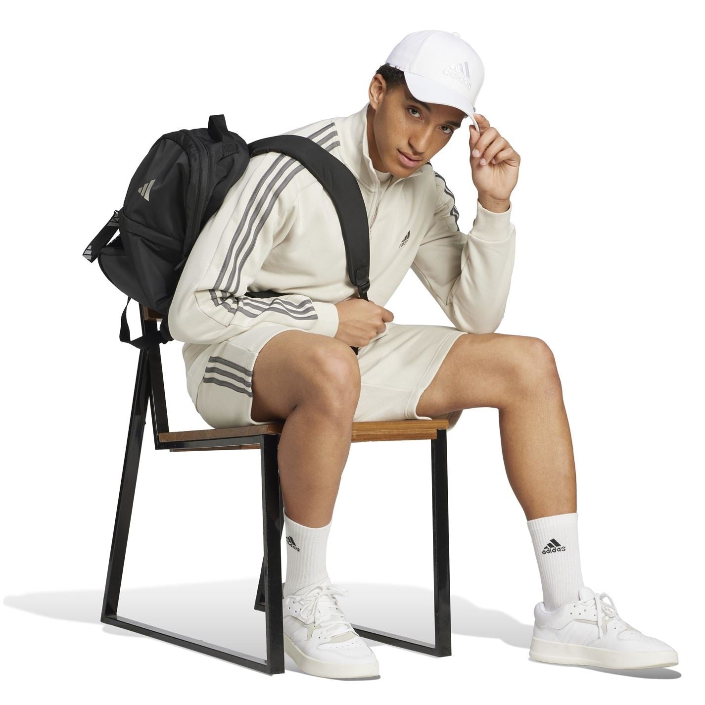 adidas Mens 3 Stripe Zip Top