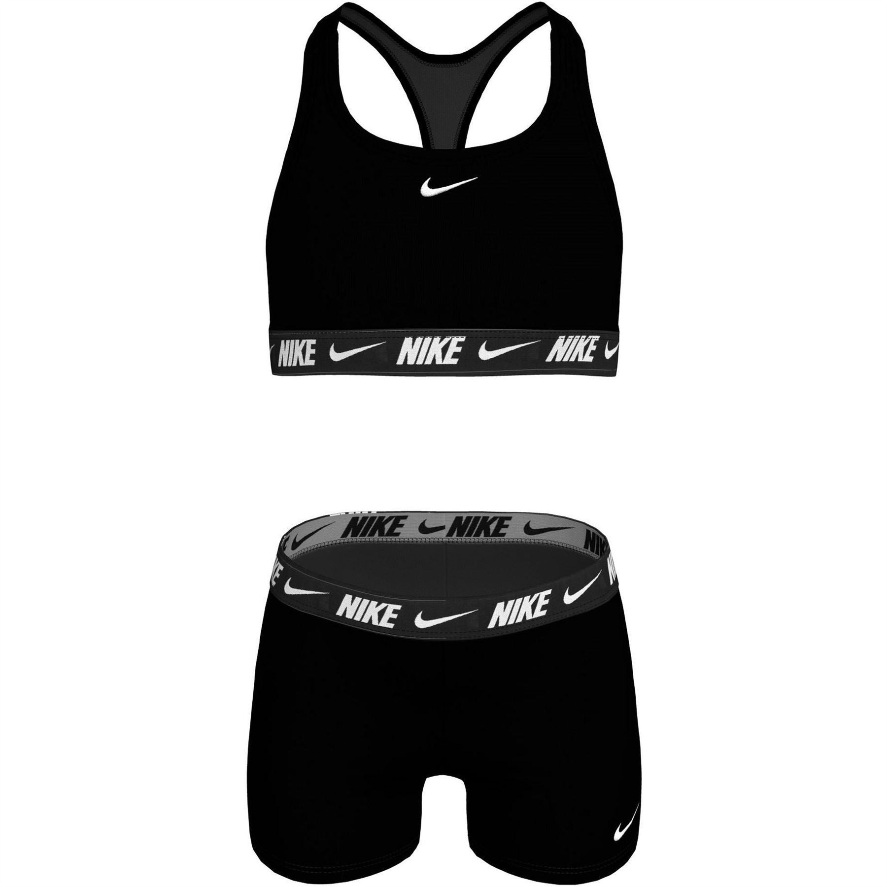 Nike Logo Tape Swim Big Kids (girls) Racerback Bikini  And  Short Set
